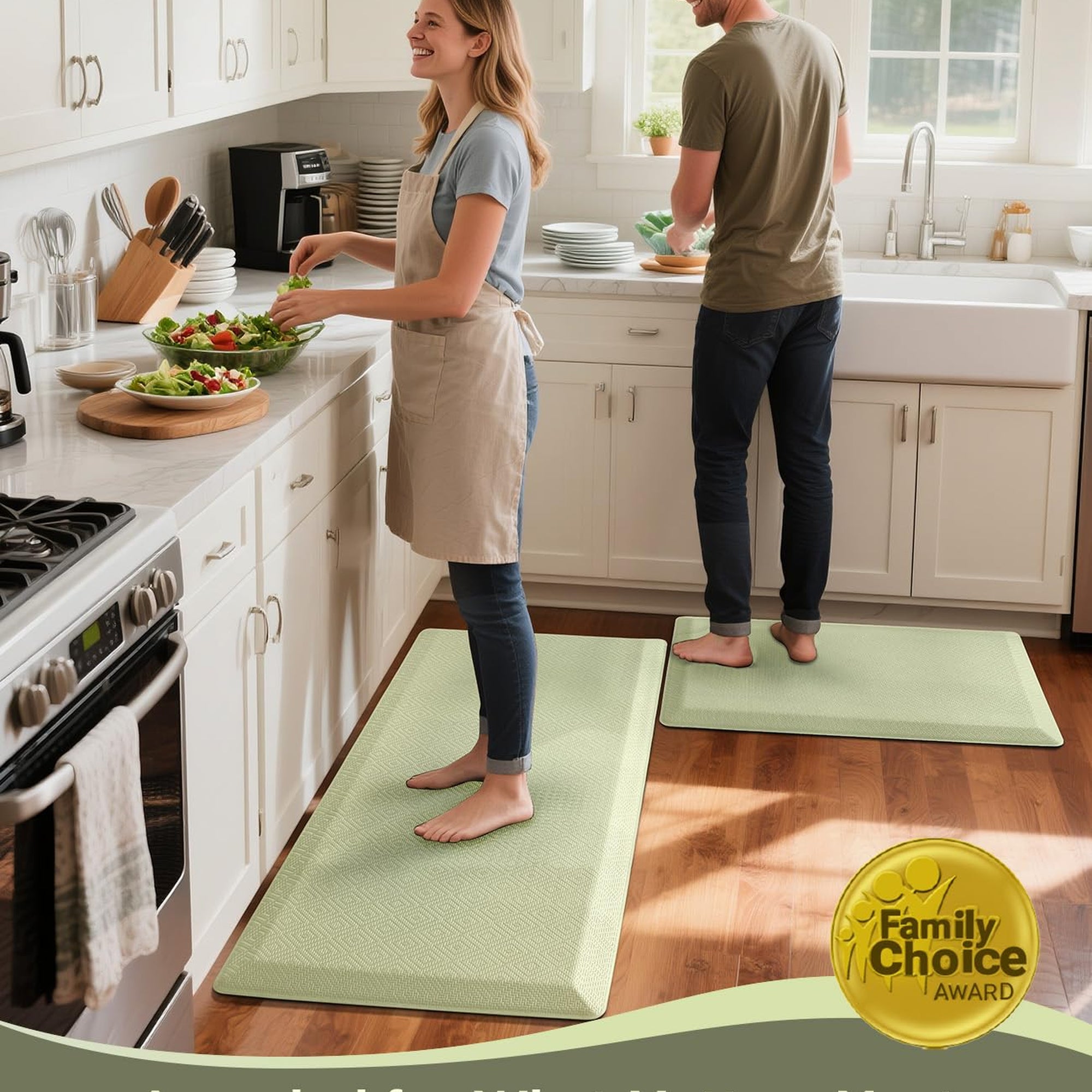 Ophanie Sage Green Kitchen Mat 20x48, Anti Fatigue Standing Mat 3/4 Inch Thick, Non Slip Waterproof Cushioned Ergonomic Rug for Office Sink-zoom-8