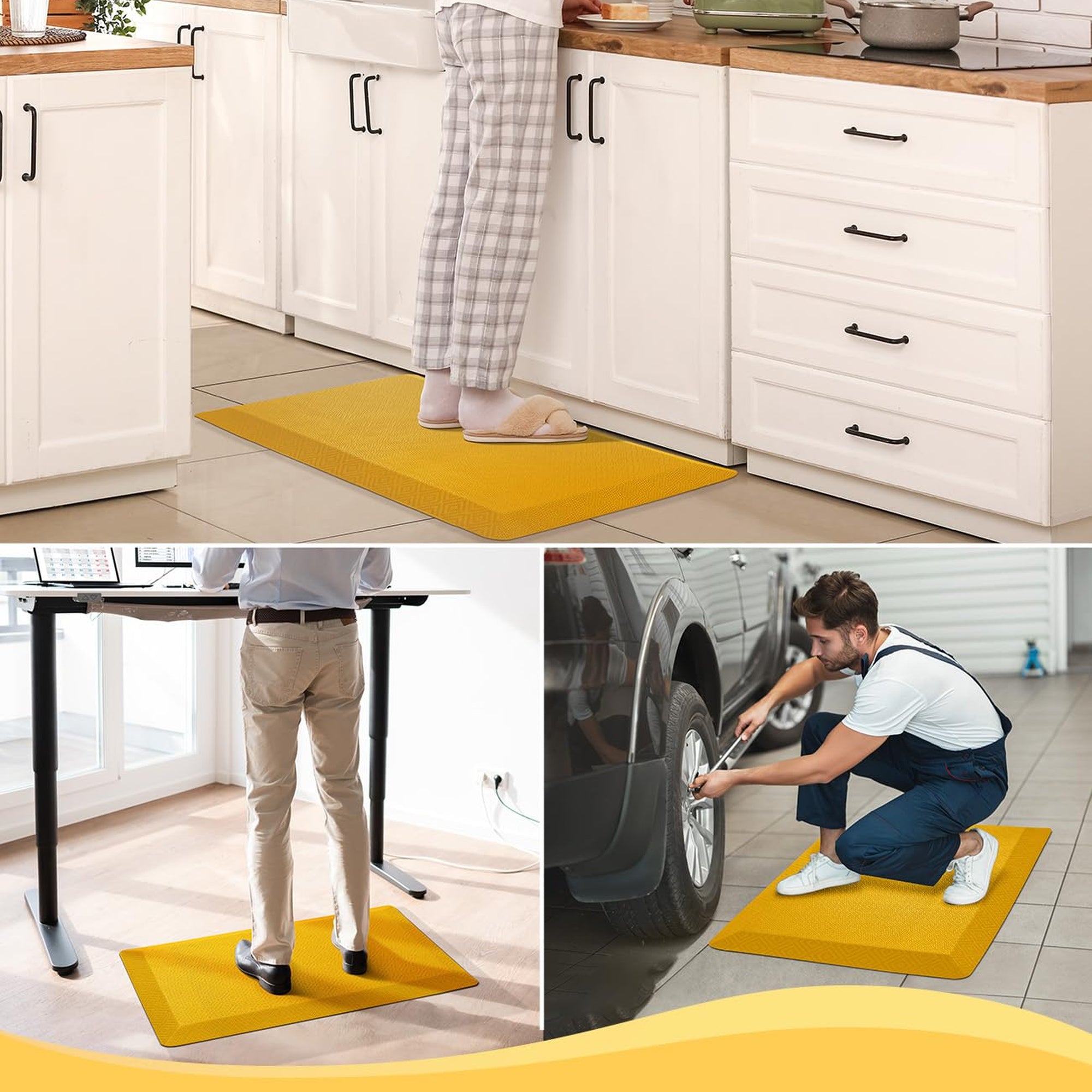 Ophanie Orange Kitchen Mat 20x48, Anti Fatigue Standing Mat 3/4 Inch Thick, Non Slip Waterproof Cushioned Ergonomic Rug for Office Sink-zoom-9