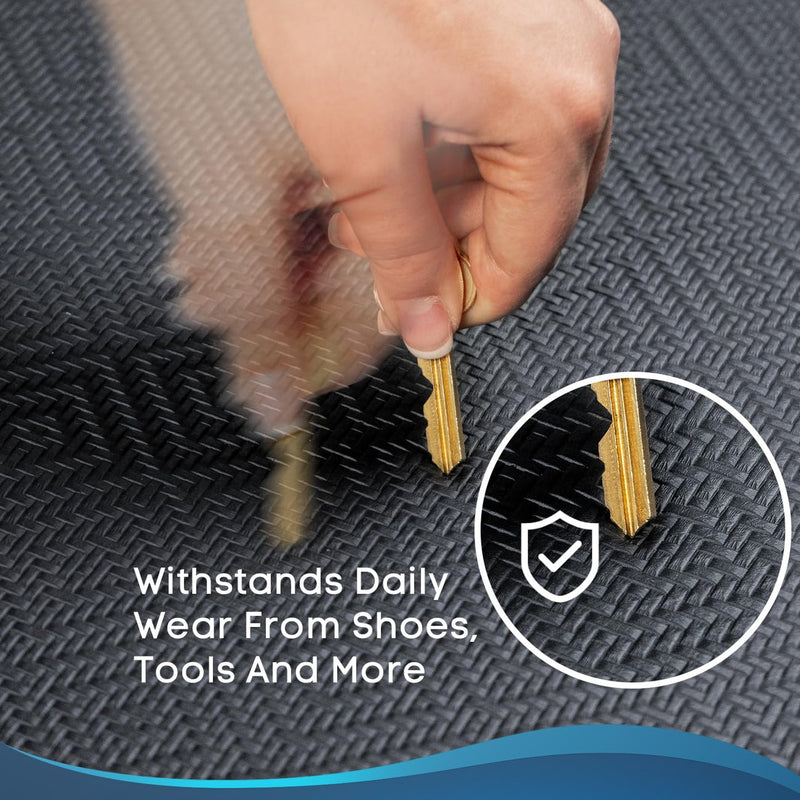 Ophanie Black Kitchen Mat 17x24, Anti Fatigue Standing Mat 3/4 Inch Thick, Non Slip Waterproof Cushioned Ergonomic Rug for Office Sink-zoom-