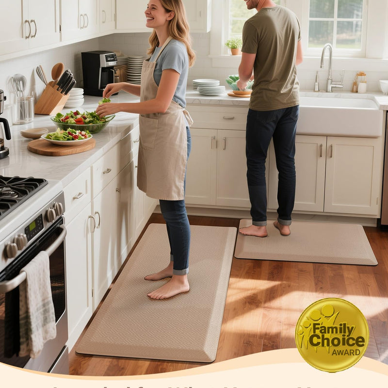 Ophanie Beige Kitchen Mat 17x28, Anti Fatigue Standing Mat 3/4 Inch Thick, Non Slip Waterproof Cushioned Ergonomic Rug for Office Sink-zoom-