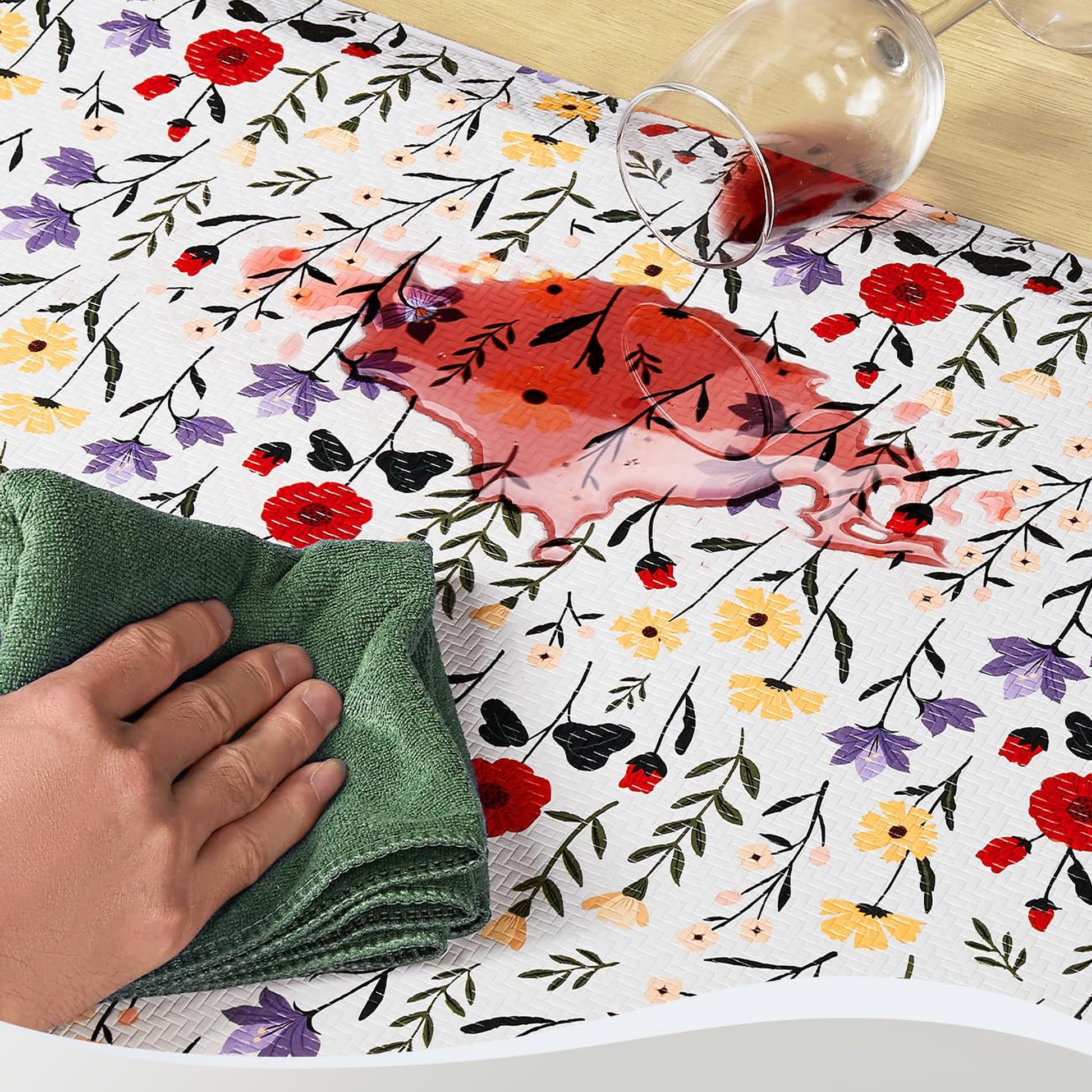 Ophanie 20" x 48" Anti-Fatigue Cushioned Non-Slip Waterproof Kitchen Mat 3/4" Thick - White Flower-7