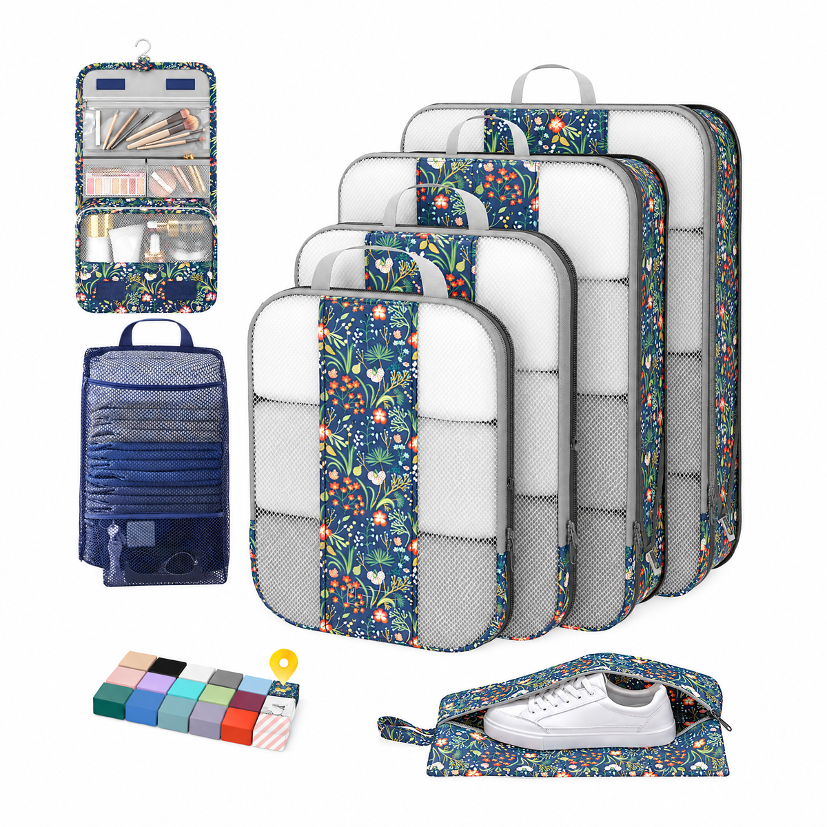OlarHike Compression Packing Cubes for Travel, Space Saver Luggage Organizers for Clothes, Expandable Travel Storage Bags-zoom-11