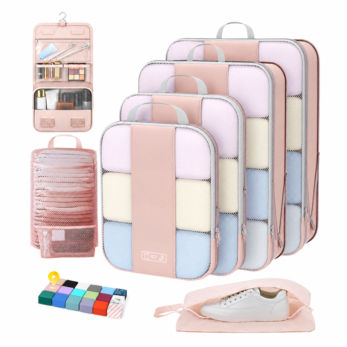 OlarHike Compression Packing Cubes for Travel, Space Saver Luggage Organizers for Clothes, Expandable Travel Storage Bags-zoom-34