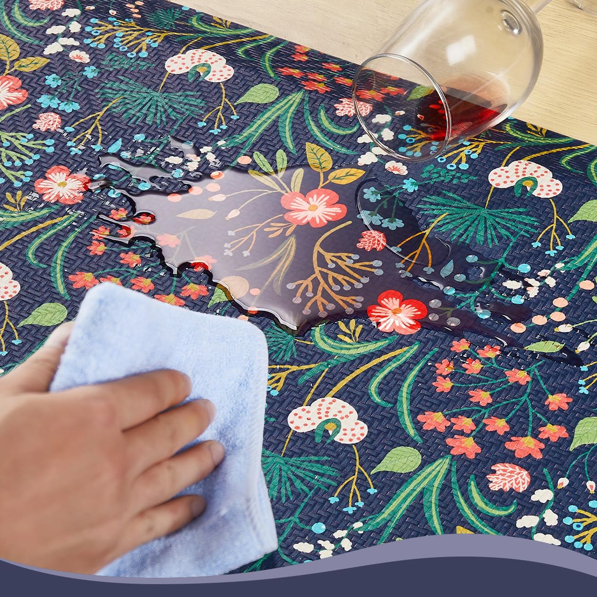 Ophanie Blue Flower Kitchen Mat 20x32, Anti Fatigue Standing Mat 3/4 Inch Thick, Non Slip Waterproof Cushioned Ergonomic Rug for Office Sink