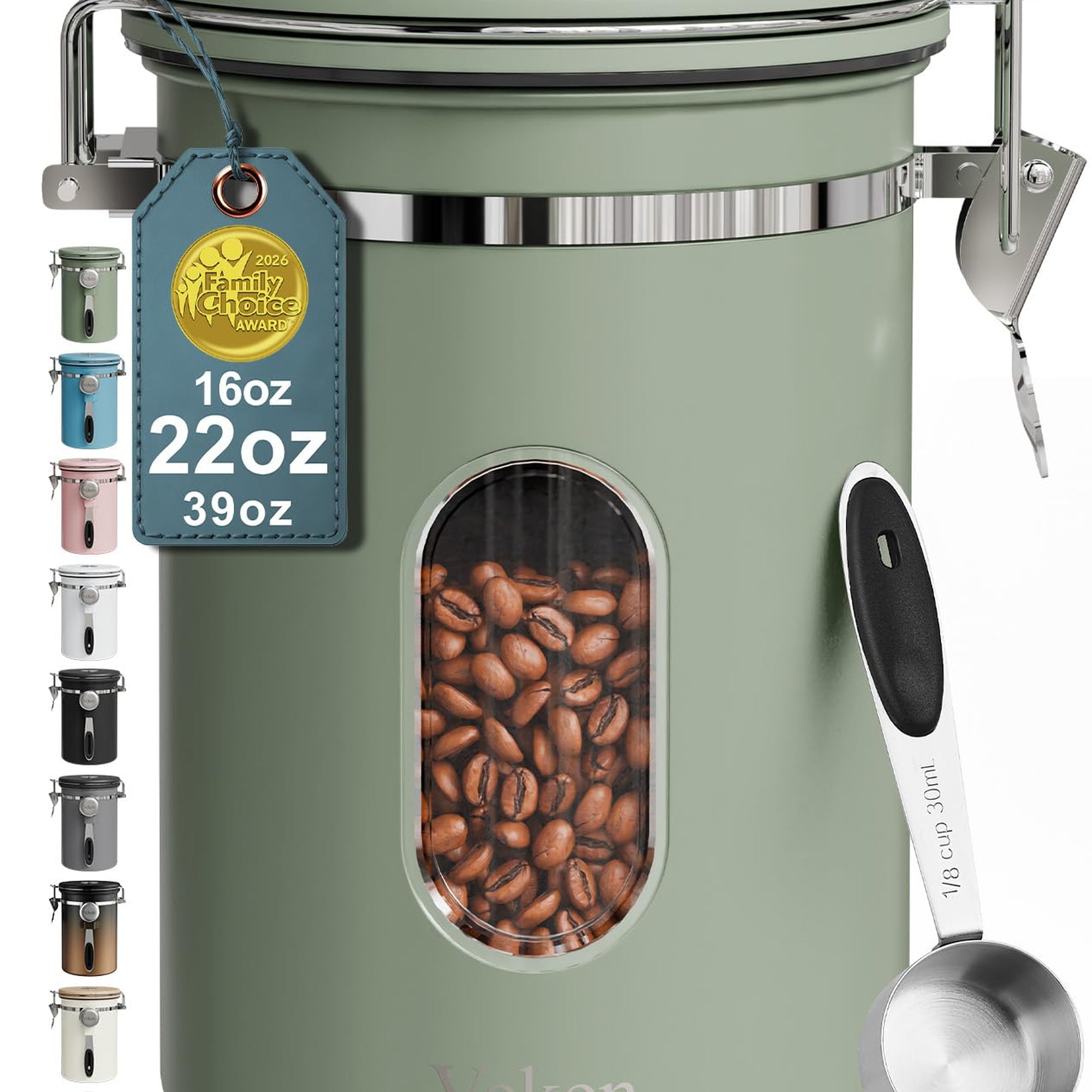 Veken Coffee Canister, Airtight Stainless Steel Kitchen Food Storage Container with Date Tracker and Scoop for Beans, Grounds, Tea, Flour, Cereal, Sugar-zoom-53