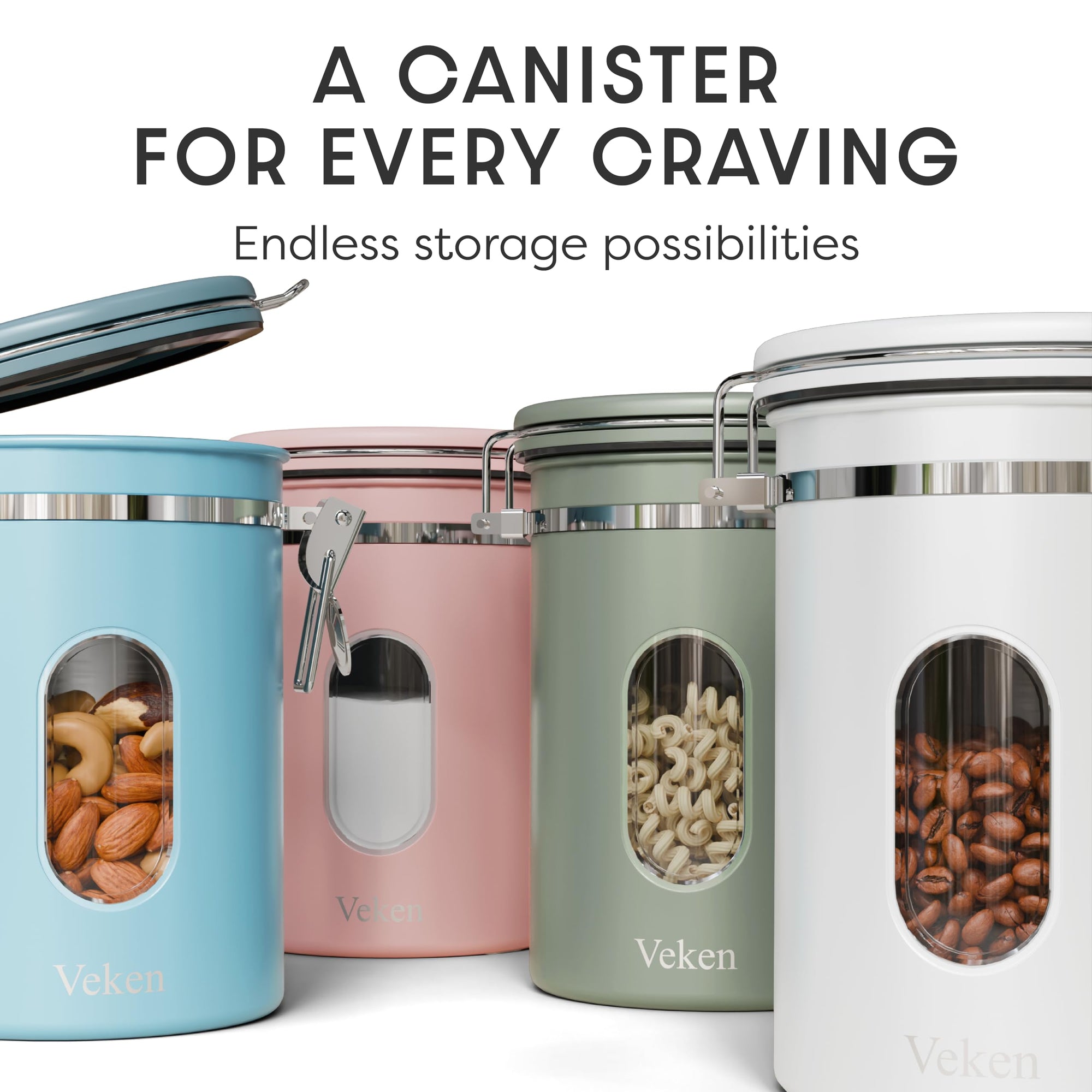 Veken Airtight Coffee Canister, Stainless Steel Storage Container with Date Tracker and Scoop for Coffee Beans Grounds Tea Sugar-zoom-102