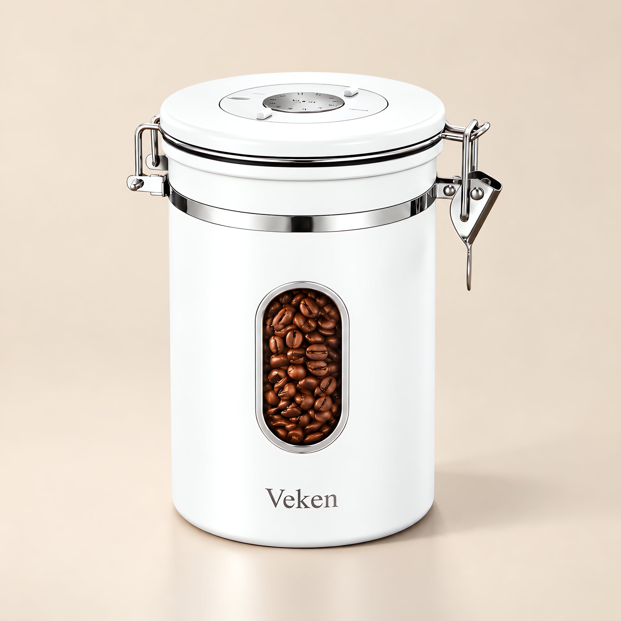 Veken Coffee Canister with Window, Airtight Stainless Steel Container-zoom-12