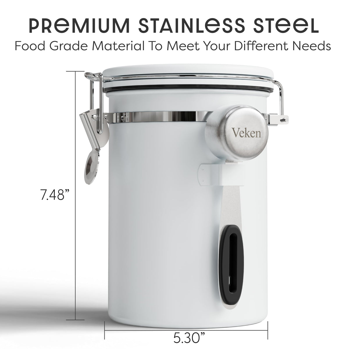 Veken Coffee Canister with Window, Airtight Stainless Steel Container-4