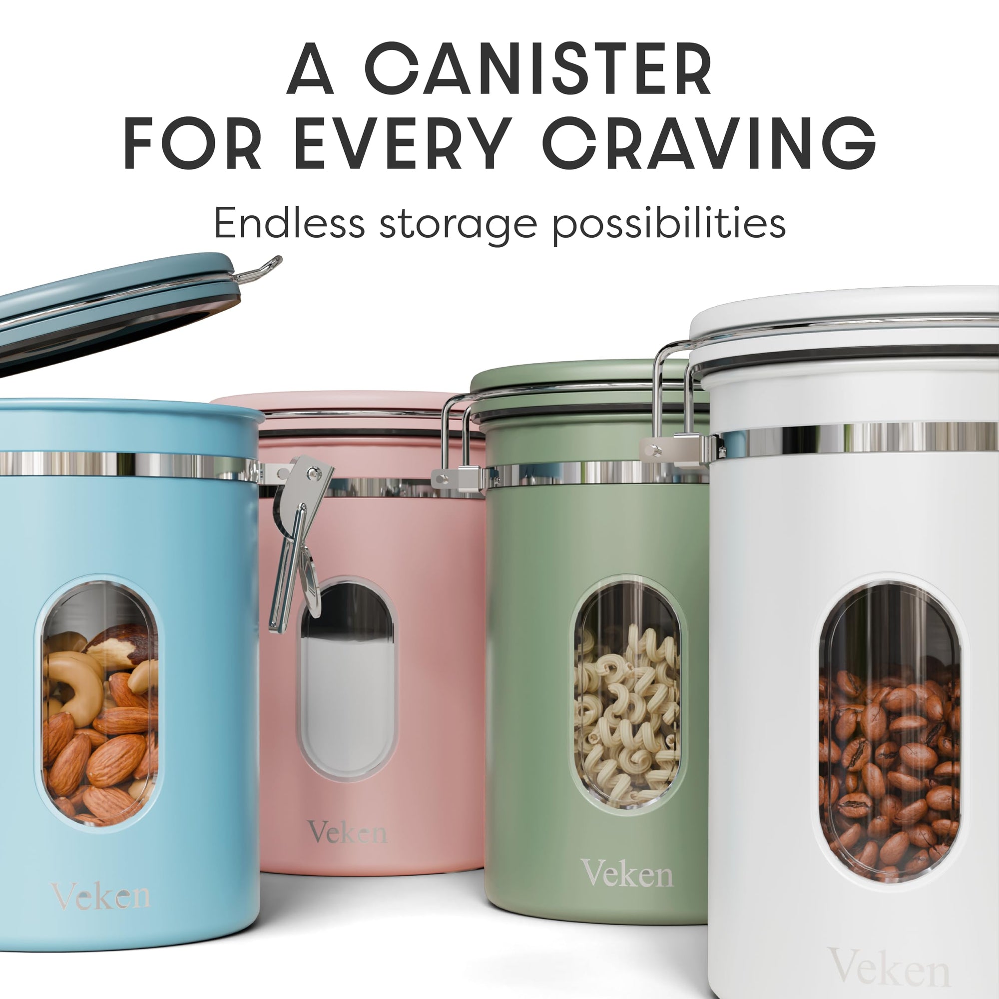 Veken Coffee Canister with Window, Airtight Stainless Steel Container-zoom-9