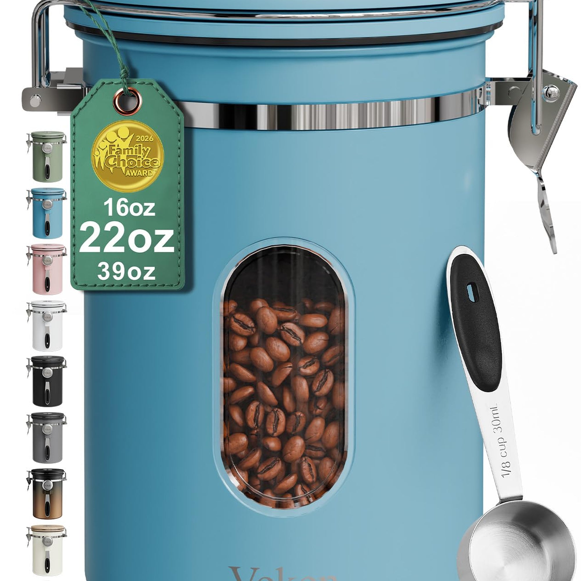 Veken Coffee Canister, Airtight Stainless Steel Kitchen Food Storage Container with Date Tracker and Scoop for Beans, Grounds, Tea, Flour, Cereal, Sugar-zoom-51