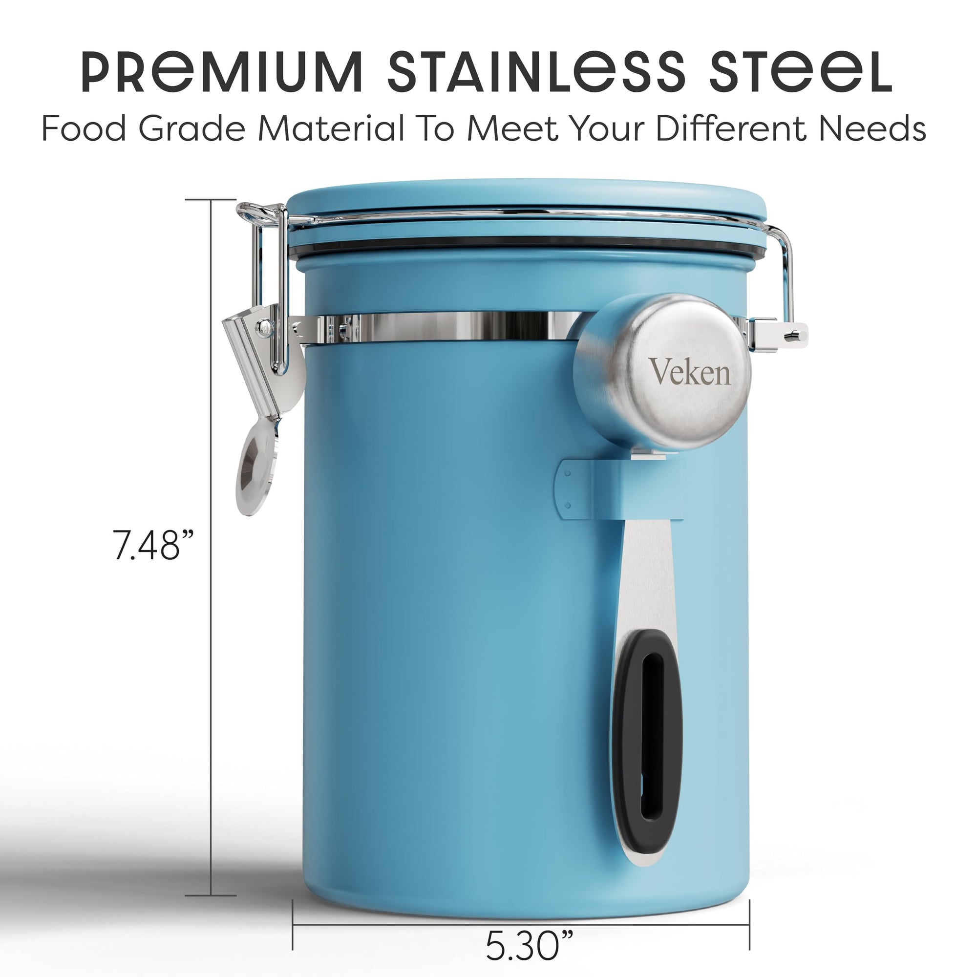 Veken Airtight Coffee Canister, Stainless Steel Storage Container with Date Tracker and Scoop for Coffee Beans Grounds Tea Sugar-zoom-73