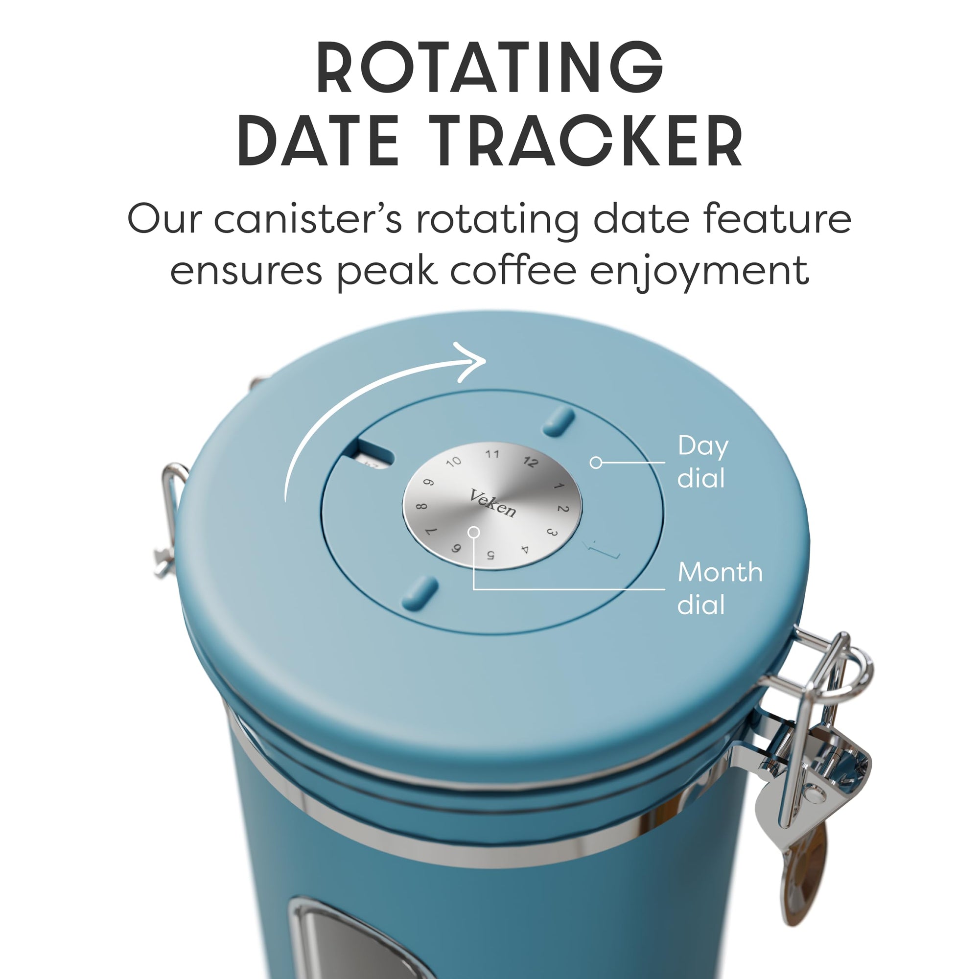 Veken Airtight Coffee Canister, Stainless Steel Storage Container with Date Tracker and Scoop for Coffee Beans Grounds Tea Sugar-zoom-74