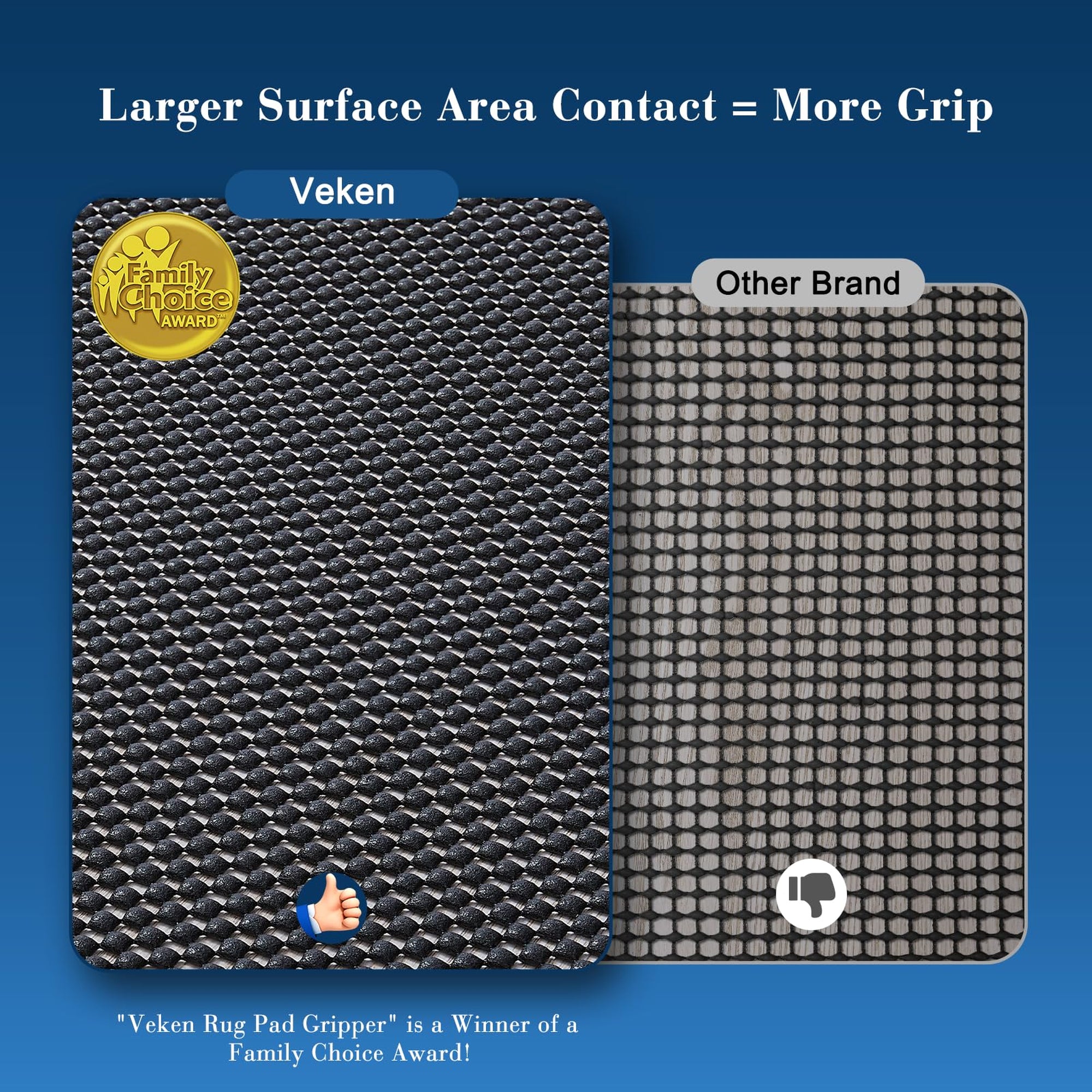Veken Rug Pad Gripper for Hardwood Floors, Thick Non Slip Rug Pads for Area Rugs-zoom-3