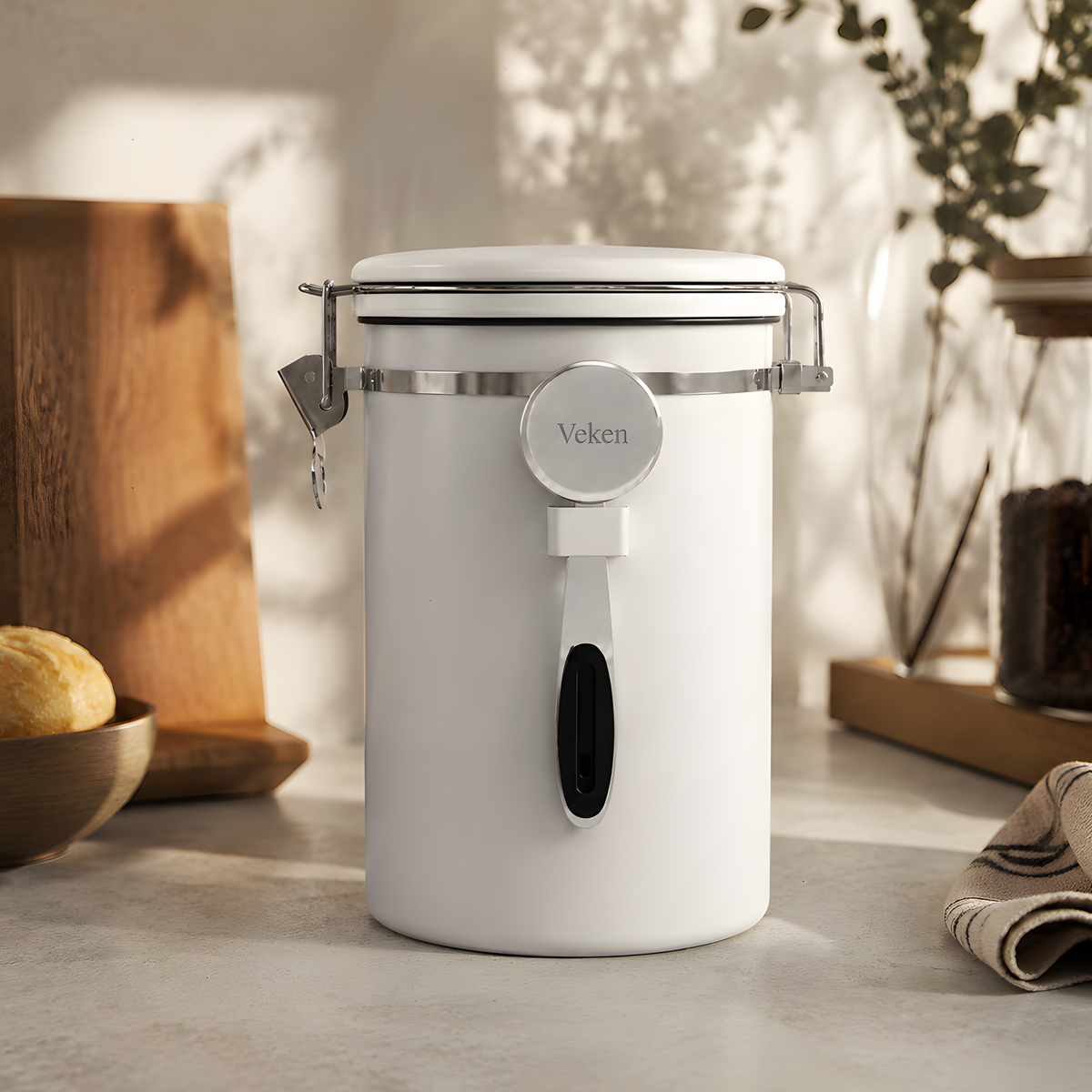 Veken Coffee Canister,Large Airtight Stainless Steel Container