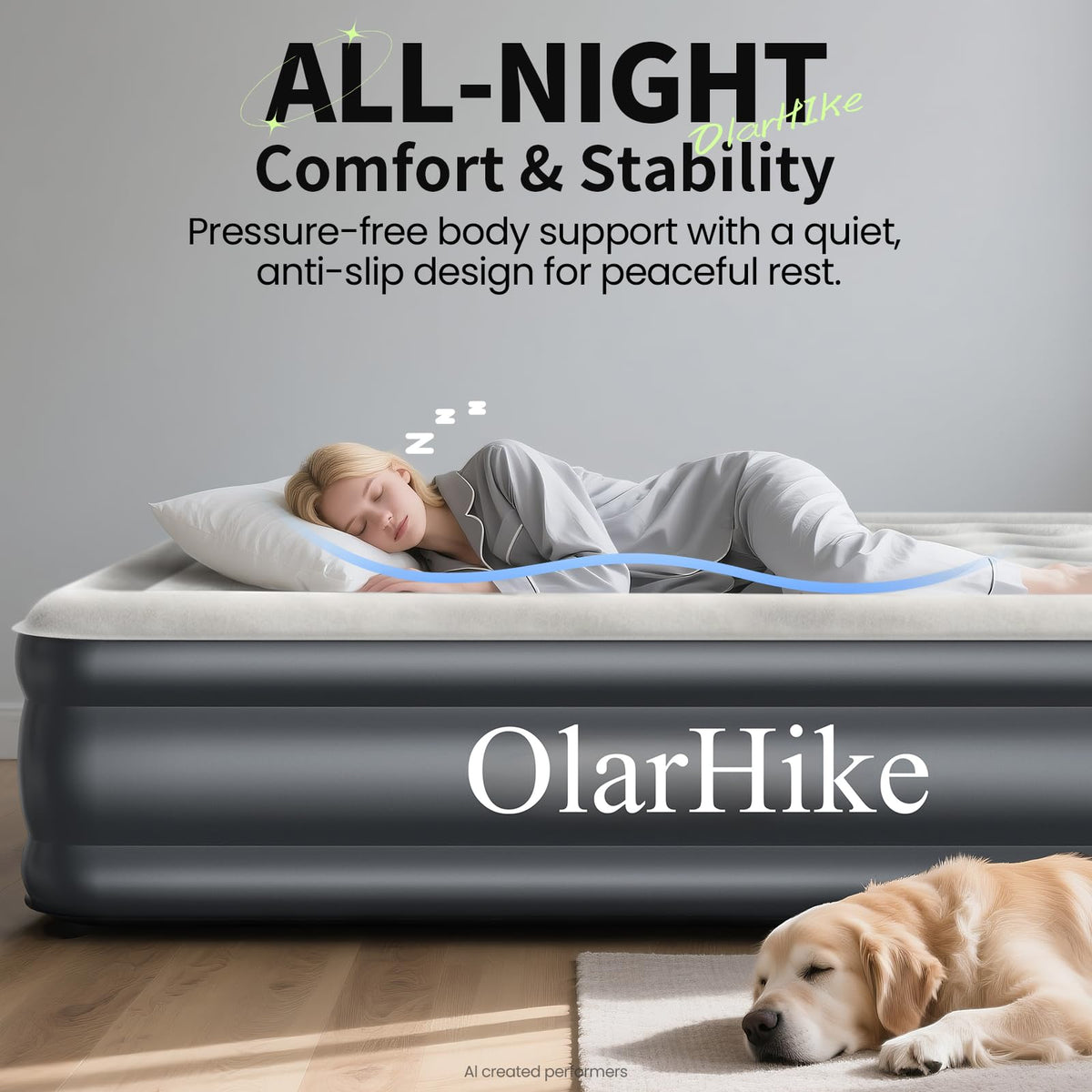OlarHike Air Mattress Queen with Built in Pump, 18" H Blow up Bed, 700lb-3