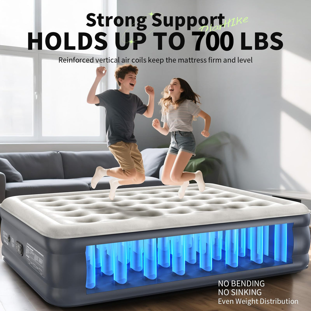 OlarHike Air Mattress Queen with Built in Pump, 18" H Blow up Bed, 700lb-zoom-6