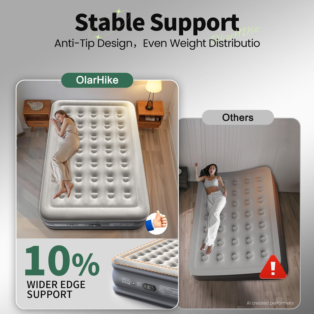 OlarHike Air Mattress Queen with Built in Pump, 18" H Blow up Bed, 700lb-8