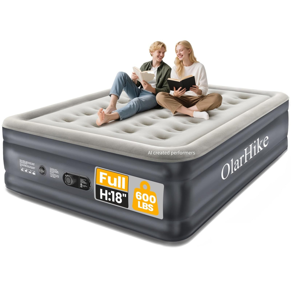 OlarHike Air Mattress Full with Built in Pump, 18" H Inflatable Bed, 600lb-zoom-1