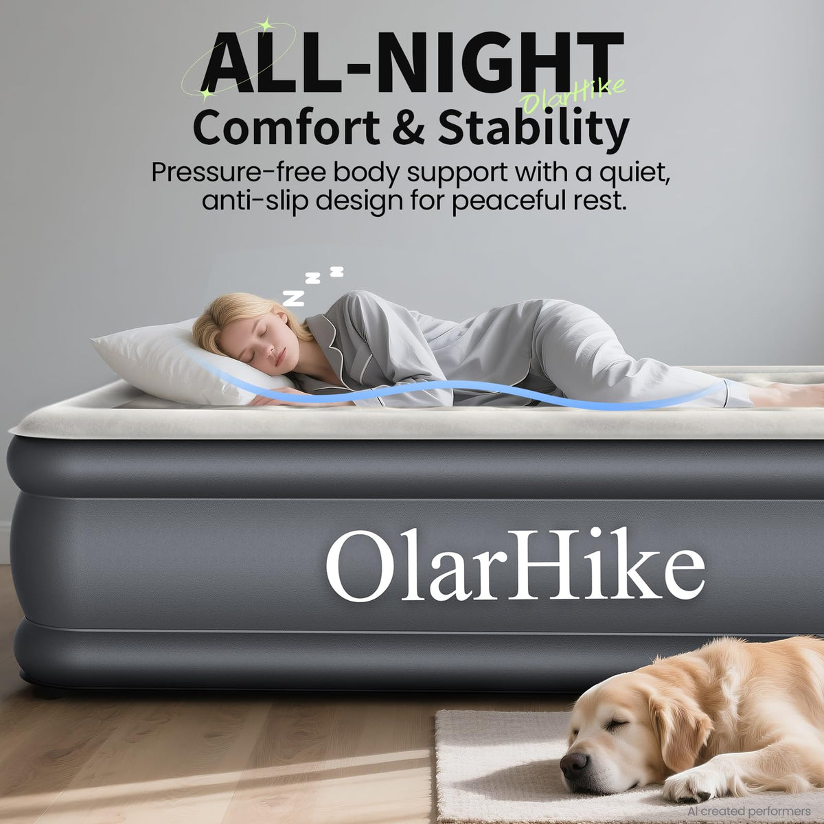 OlarHike Air Mattress Full with Built in Pump, 18" H Inflatable Bed, 600lb-4