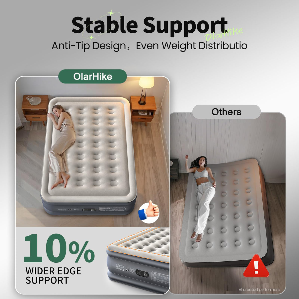 OlarHike Air Mattress Full with Built in Pump, 18" H Inflatable Bed, 600lb-zoom-8