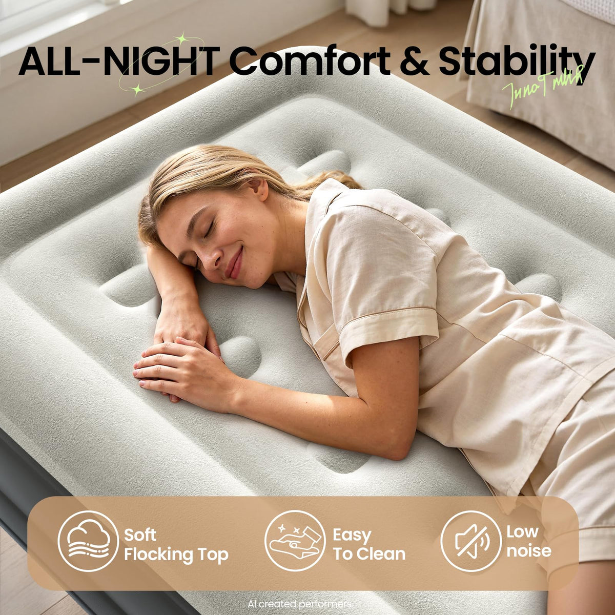 OlarHike Twin Air Mattress with Built in Pump, 18" H Inflatable Bed, 400lb-3