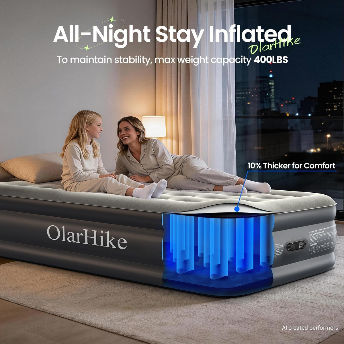OlarHike Twin Air Mattress with Built in Pump, 18" H Inflatable Bed, 400lb-7