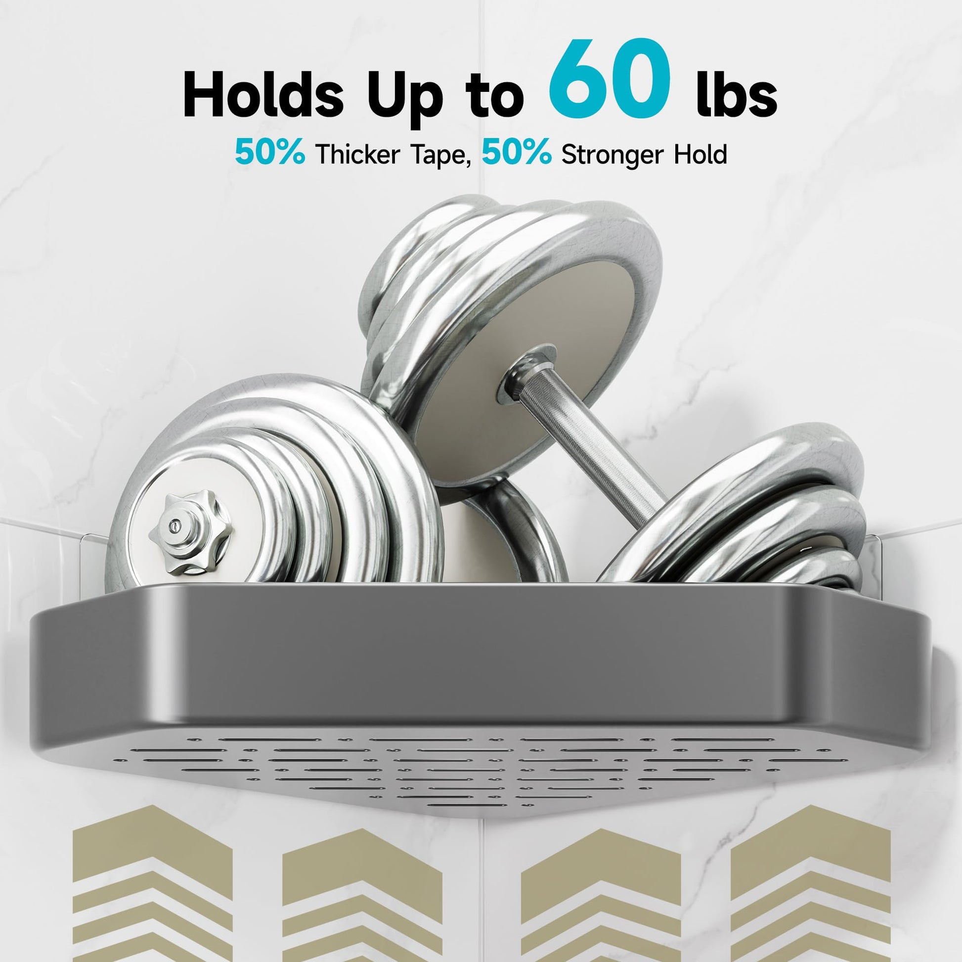 Veken 4-Pack Aluminum Adhesive Corner Shower Caddy Rustproof Wall-Mounted with Soap Holder - Silver-5