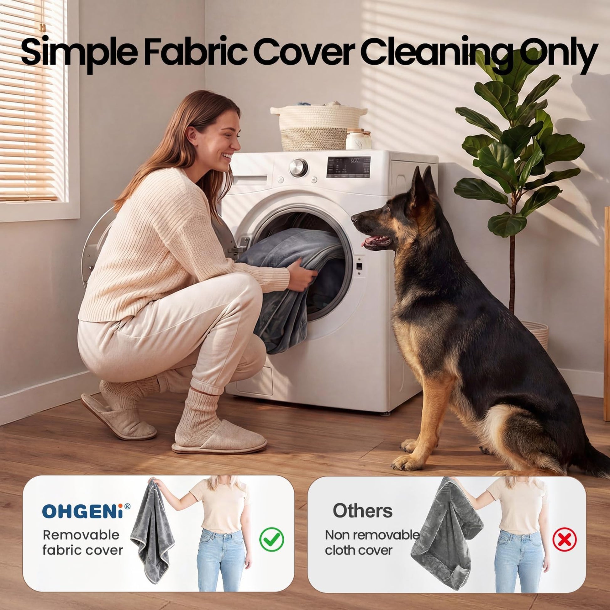 OhGeni Orthopedic Dog Bed 44 Inch, Memory Foam Couch Sofa for Extra Large Dogs, Machine Washable Waterproof Cat Bed, Gray Thick-7