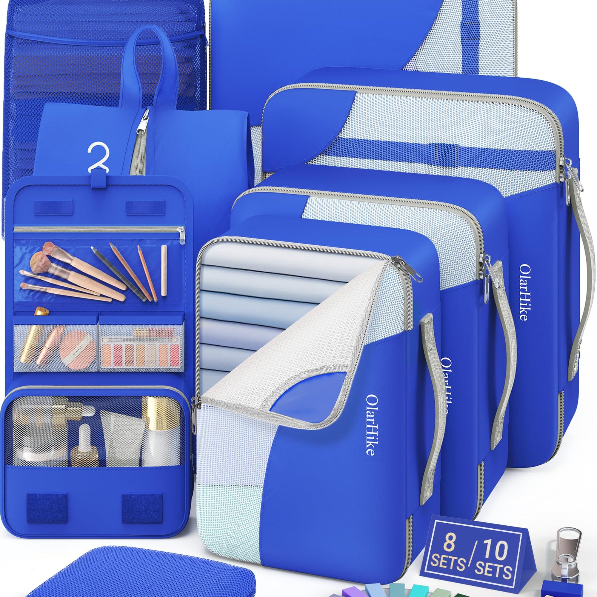 OlarHike Anti-Tearing Suitcase Organizer Packing Cubes 8-Pack-Blue-zoom-1