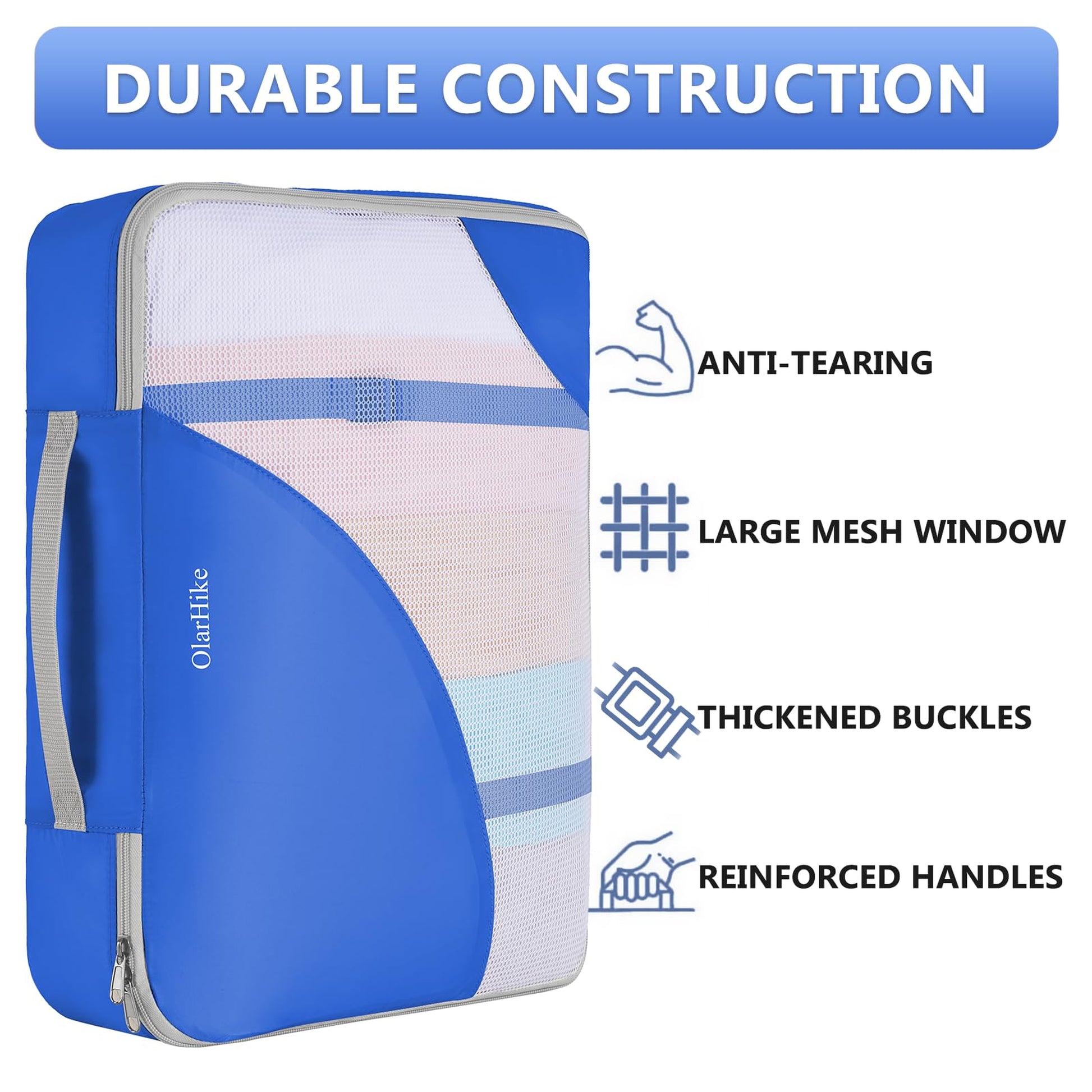 OlarHike Anti-Tearing Suitcase Organizer Packing Cubes 8-Pack-Blue-5