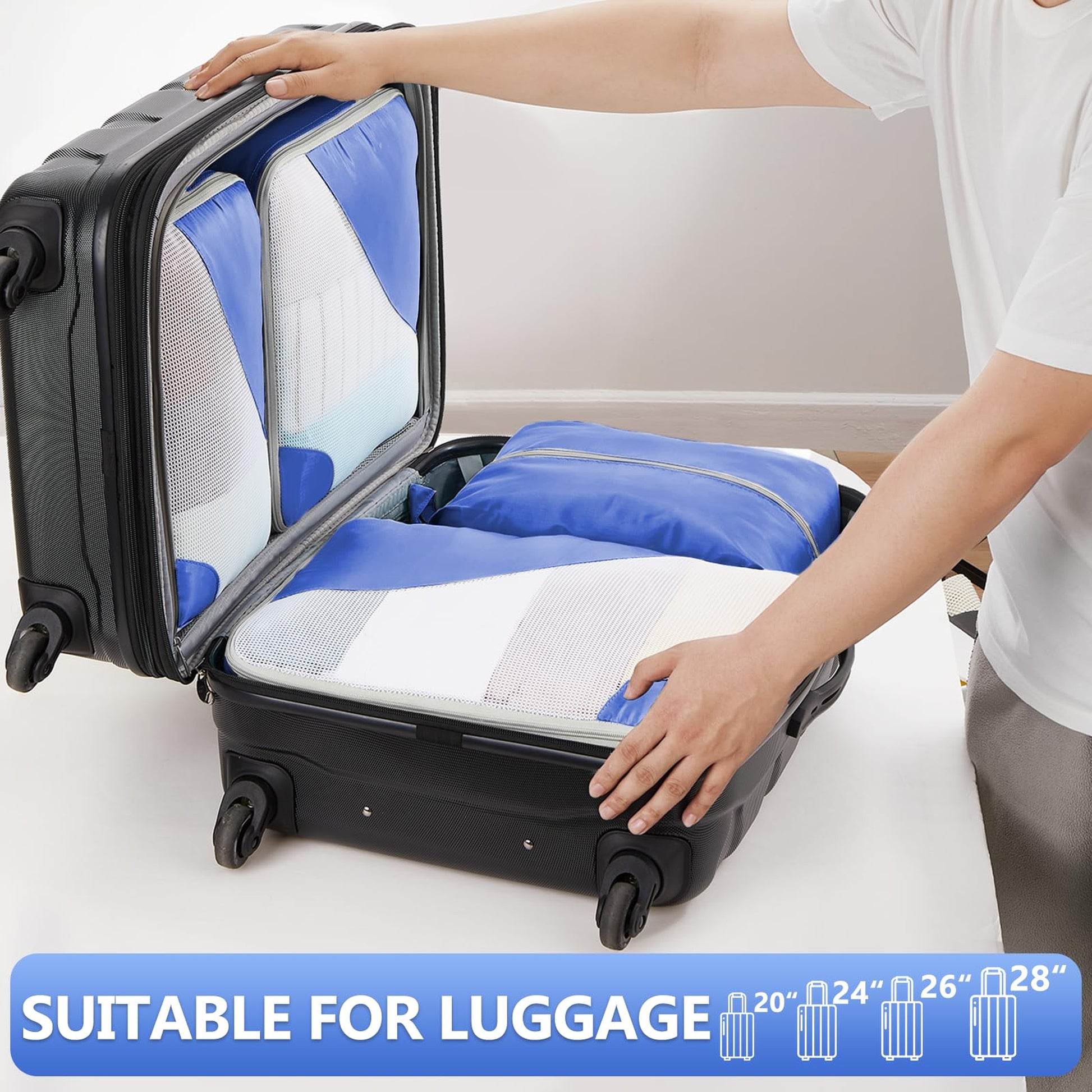 OlarHike Anti-Tearing Suitcase Organizer Packing Cubes 8-Pack-Blue-6