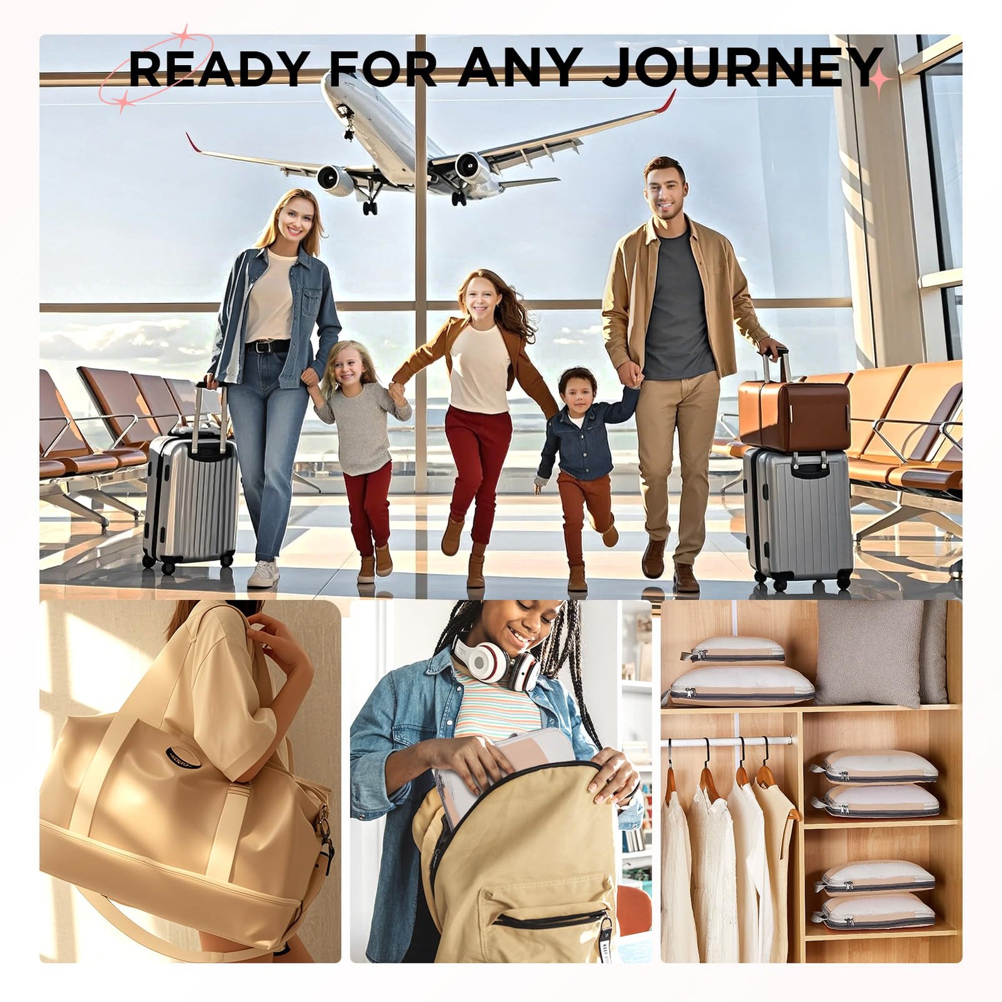 OlarHike Compression Packing Cubes Expandable Suitcase Organizer - Gold 10-Pack-zoom-1