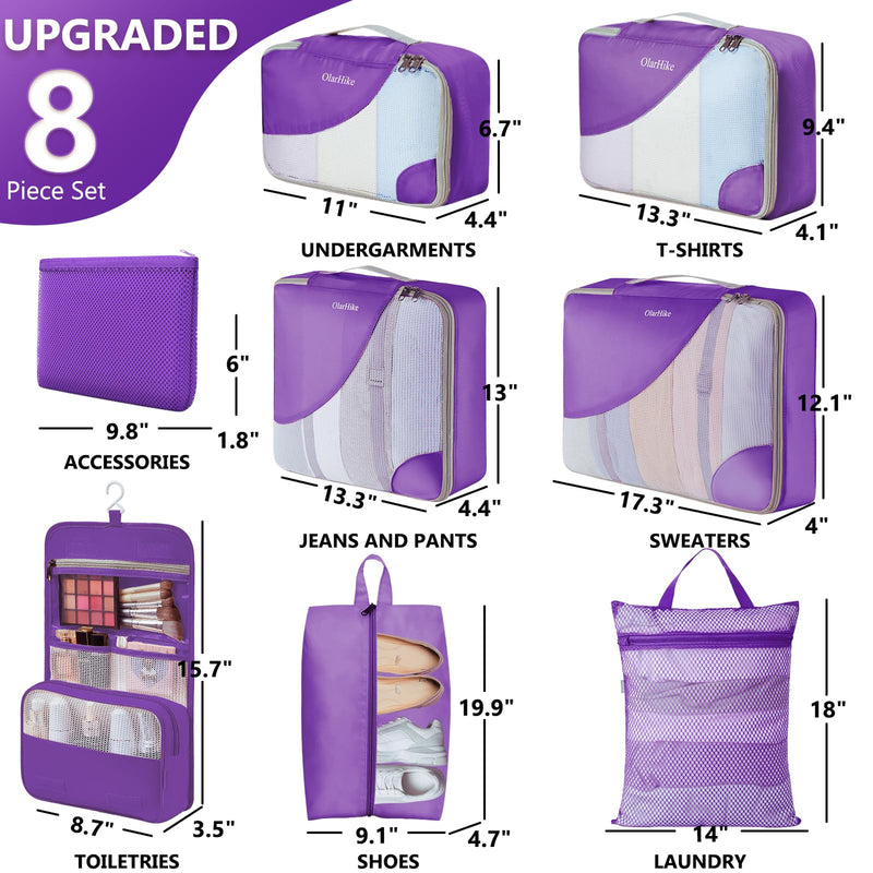 OlarHike Anti-Tearing Suitcase Organizer Packing Cubes 8-Pack-zoom-