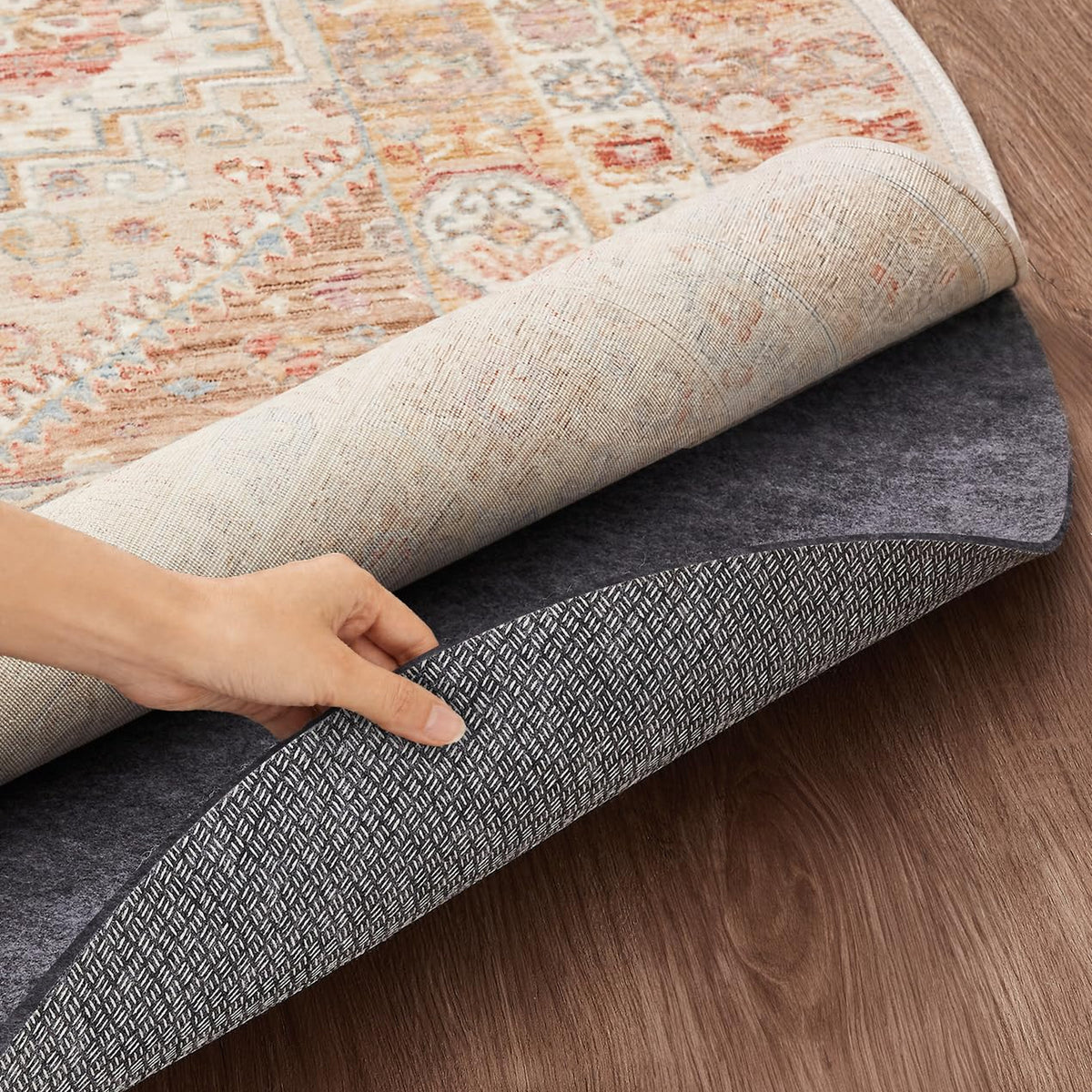 Veken Non-Slip Rug Pad, Anti-Skid Carpet Underlay for Hardwood Floors, Keeps Area Rugs Securely in Place & Protects Finishes