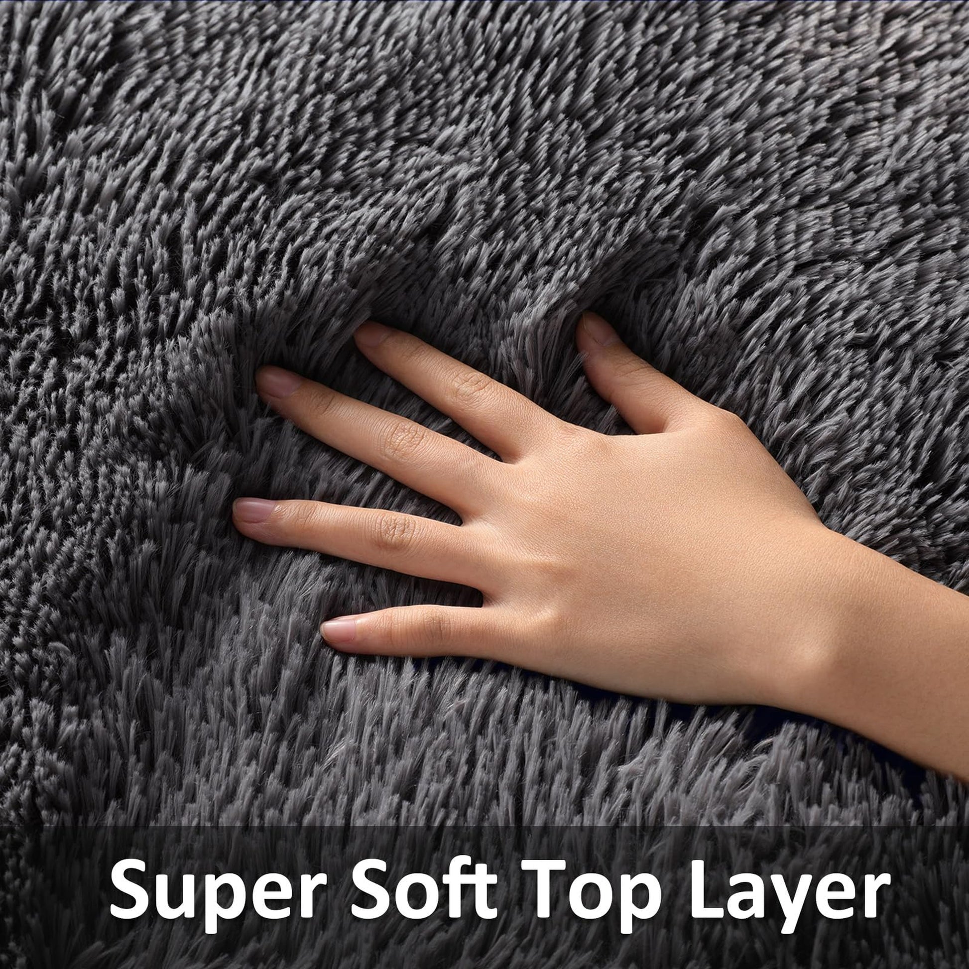 Ophanie 1.5' x 2.5' Fluffy Soft Washable Non-Slip Area Rug - Grey-4