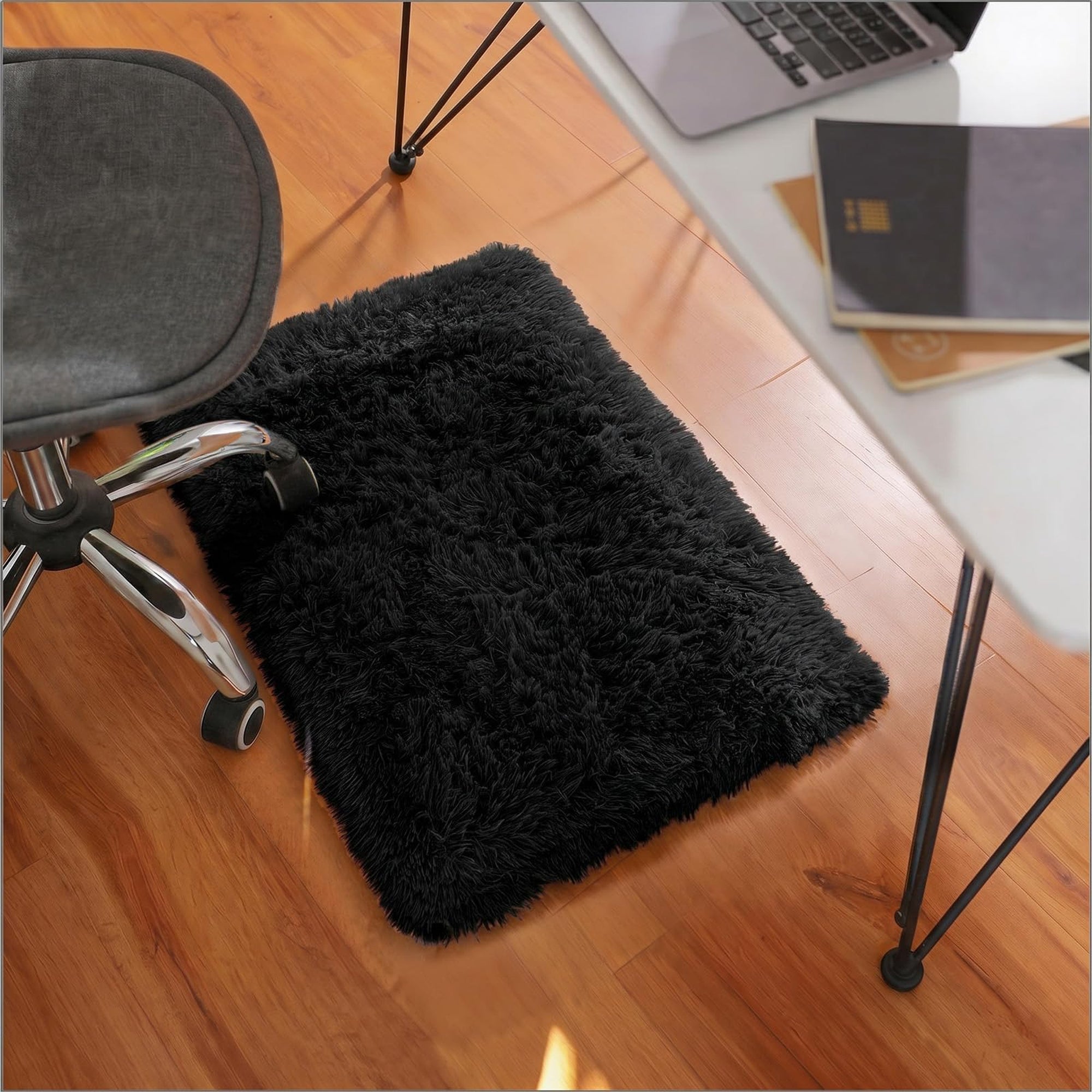 Ophanie 1.5' x 2.5' Fluffy Soft Washable Non-Slip Area Rug - Black-zoom-5