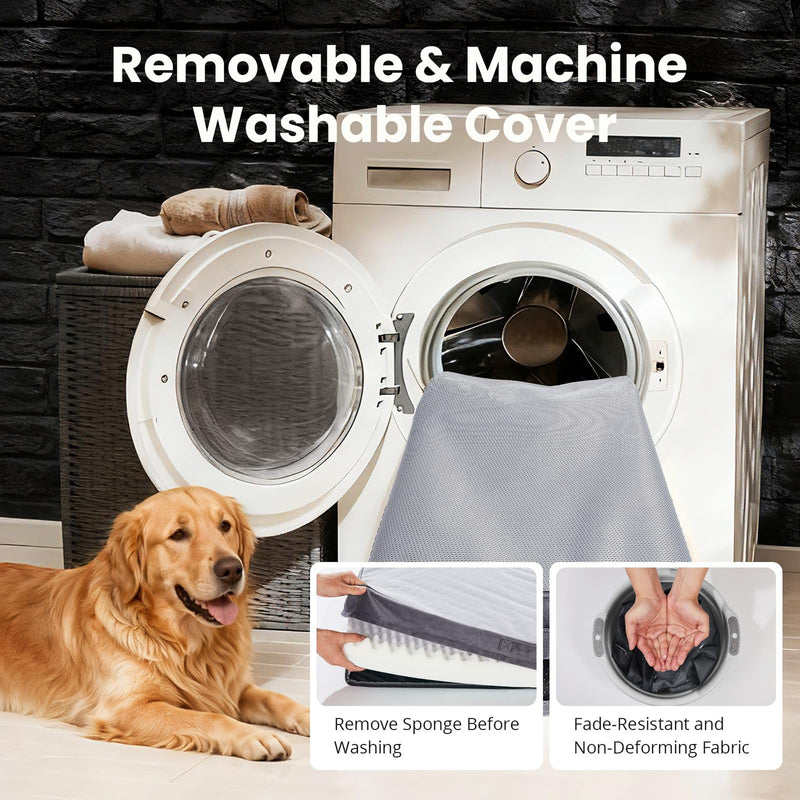 OhGeni Orthopedic Cooling Dog Bed with Machine-Washable Removable Cover & High-Density Foam 44" - Gray-zoom-
