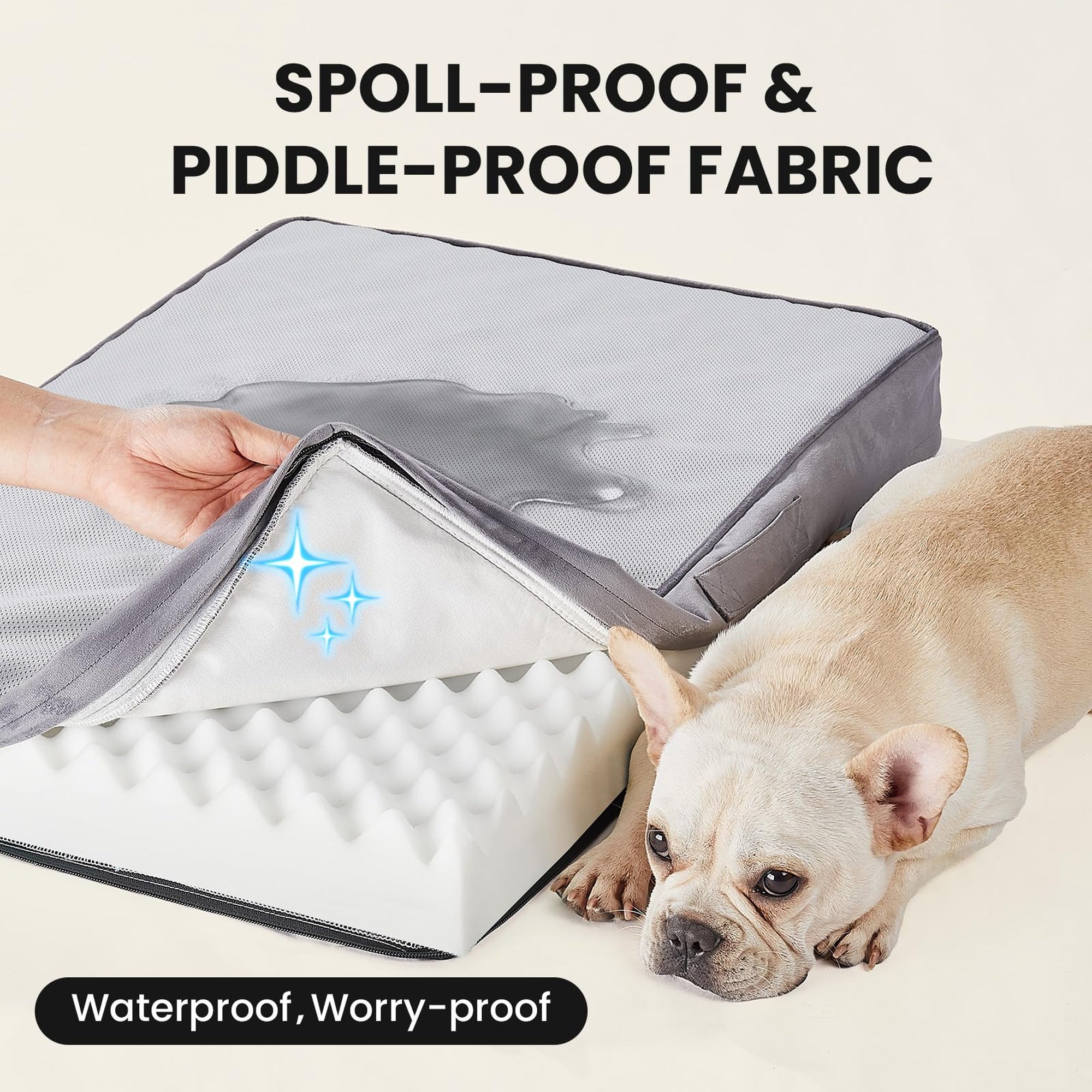 OhGeni Orthopedic Cooling Dog Bed with Machine-Washable Removable Cover & High-Density Foam 30" - Gray-zoom-5