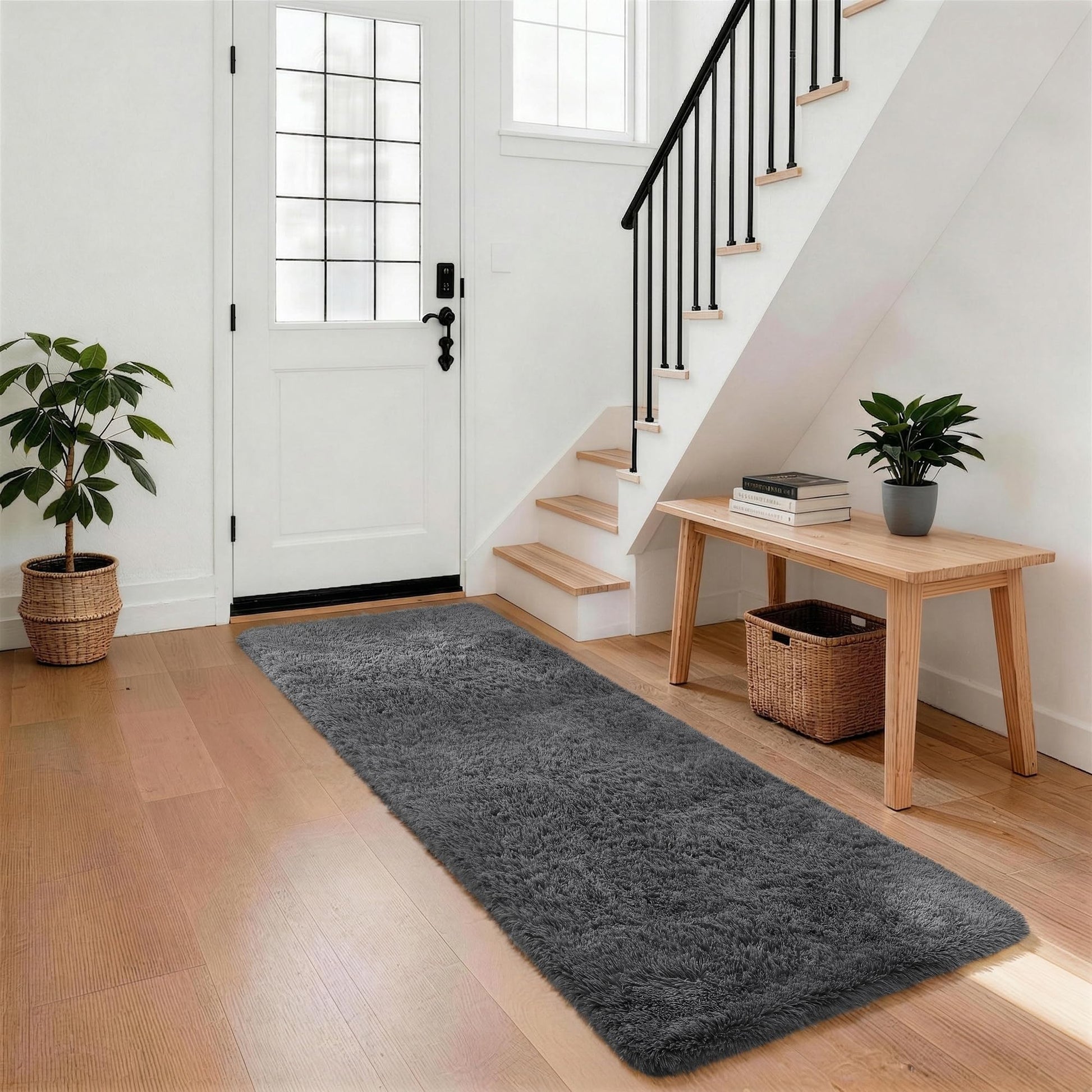 Ophanie 3' x 6' Fluffy Soft Shaggy Washable Non-Slip Runner Rug - Grey-3