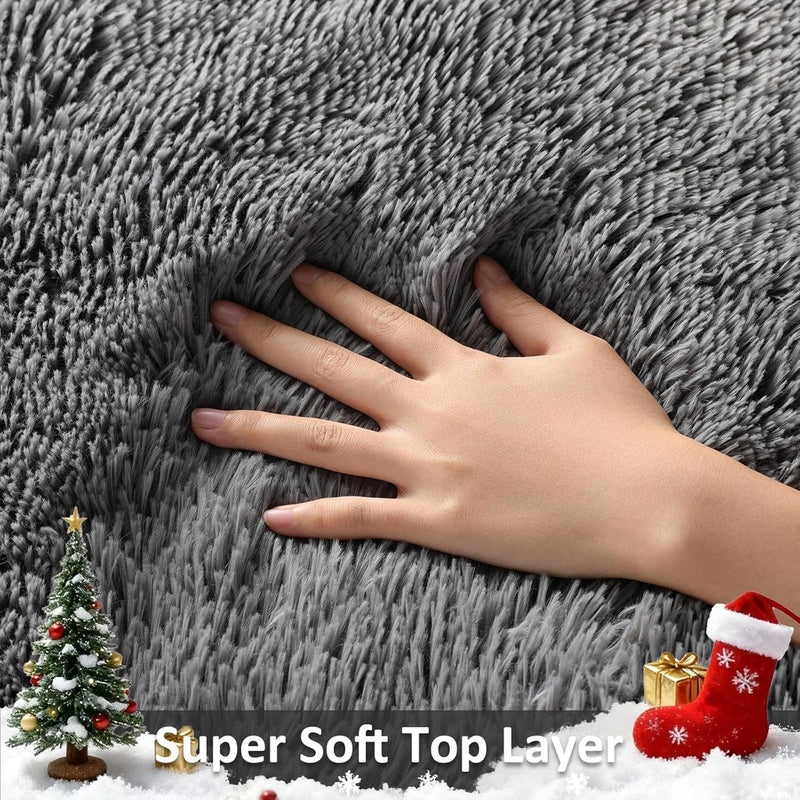 Ophanie 3' x 6' Fluffy Soft Shaggy Washable Non-Slip Runner Rug - Grey-zoom-
