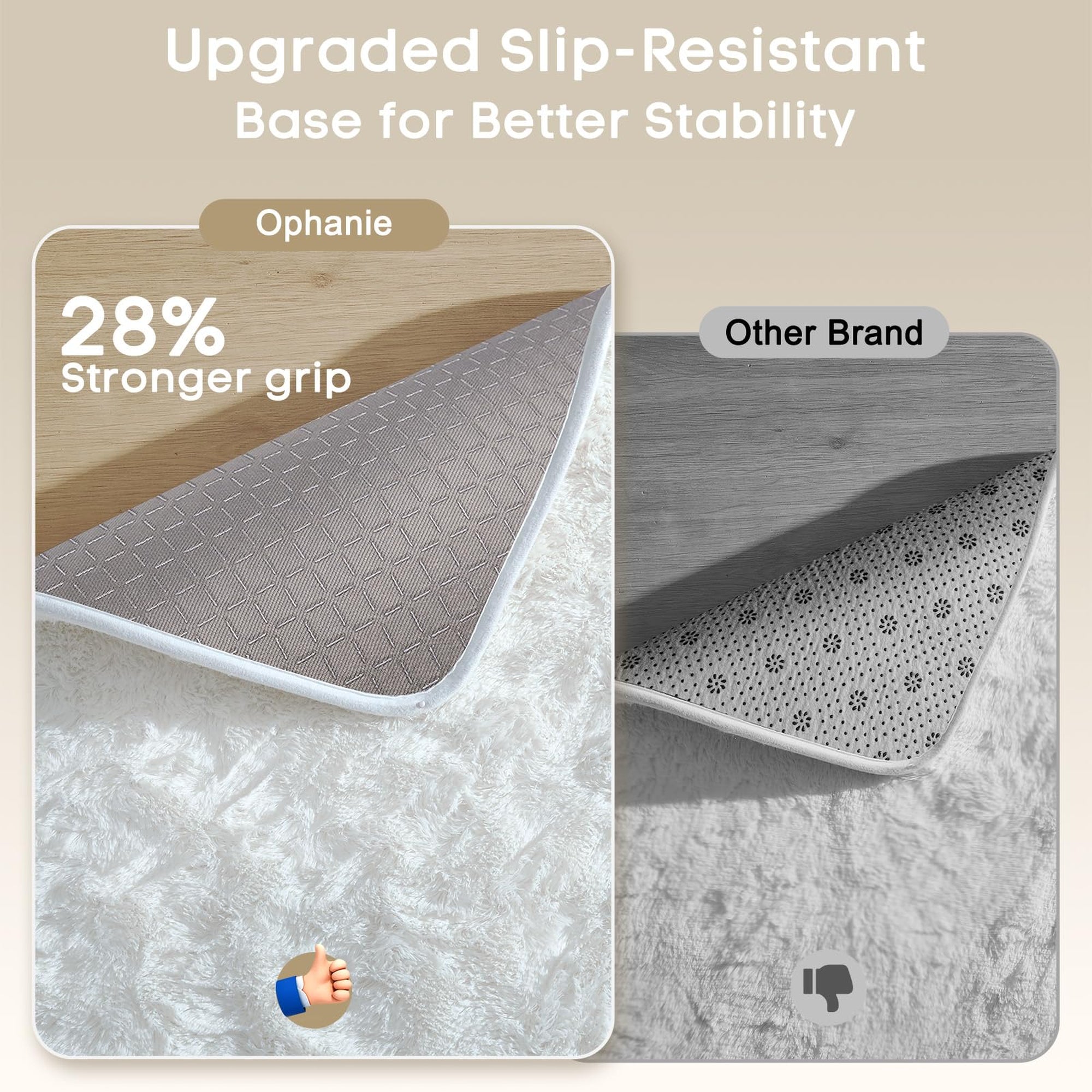 Ophanie 2' x 3' Fluffy Soft Washable Non-Slip Area Rug - White-zoom-5
