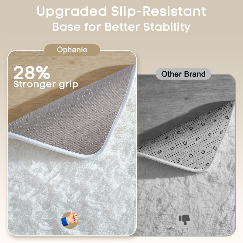 Ophanie 2' x 3' Fluffy Soft Washable Non-Slip Area Rug - White-zoom-