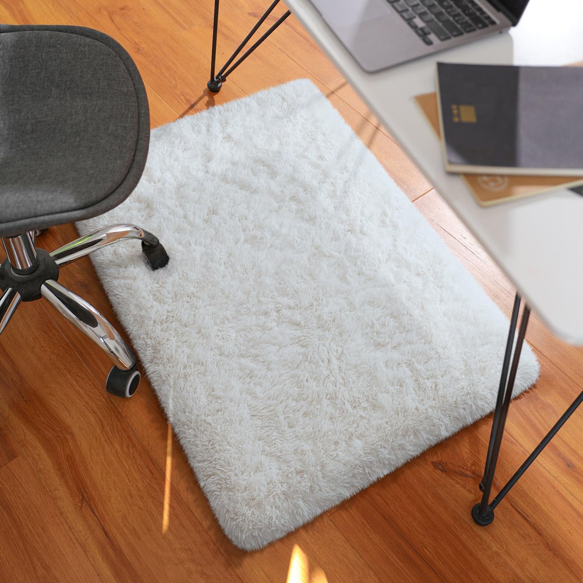 Ophanie 2' x 3' Fluffy Soft Washable Non-Slip Area Rug - White-zoom-1
