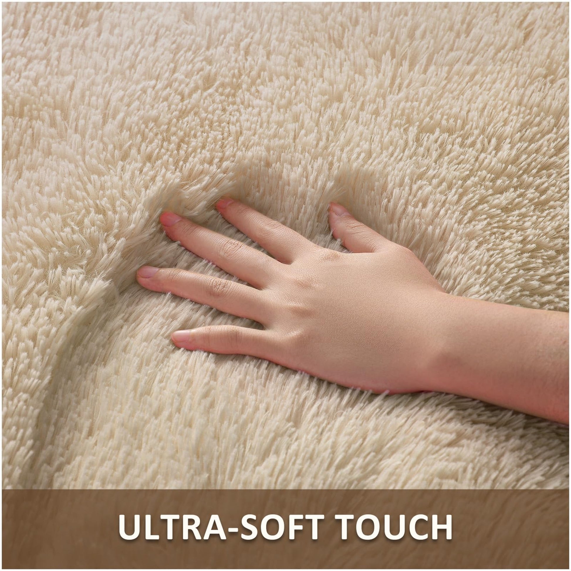 Ophanie 2' x 3' Fluffy Soft Washable Non-Slip Area Rug - Beige-5