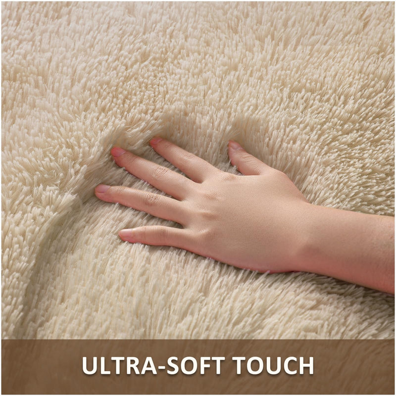 Ophanie 2' x 3' Fluffy Soft Washable Non-Slip Area Rug - Beige-zoom-