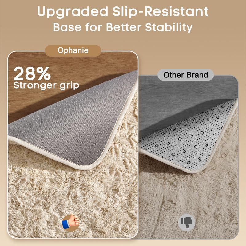 Ophanie 2' x 3' Fluffy Soft Washable Non-Slip Area Rug - Beige-zoom-