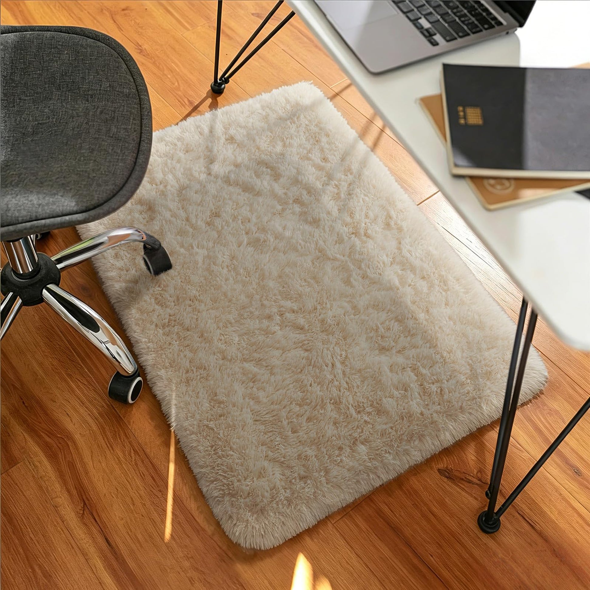 Ophanie 2' x 3' Fluffy Soft Washable Non-Slip Area Rug - Beige-3