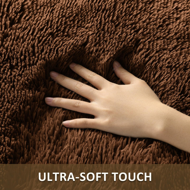Ophanie 2' x 3' Fluffy Soft Washable Non-Slip Area Rug - Brown-zoom-