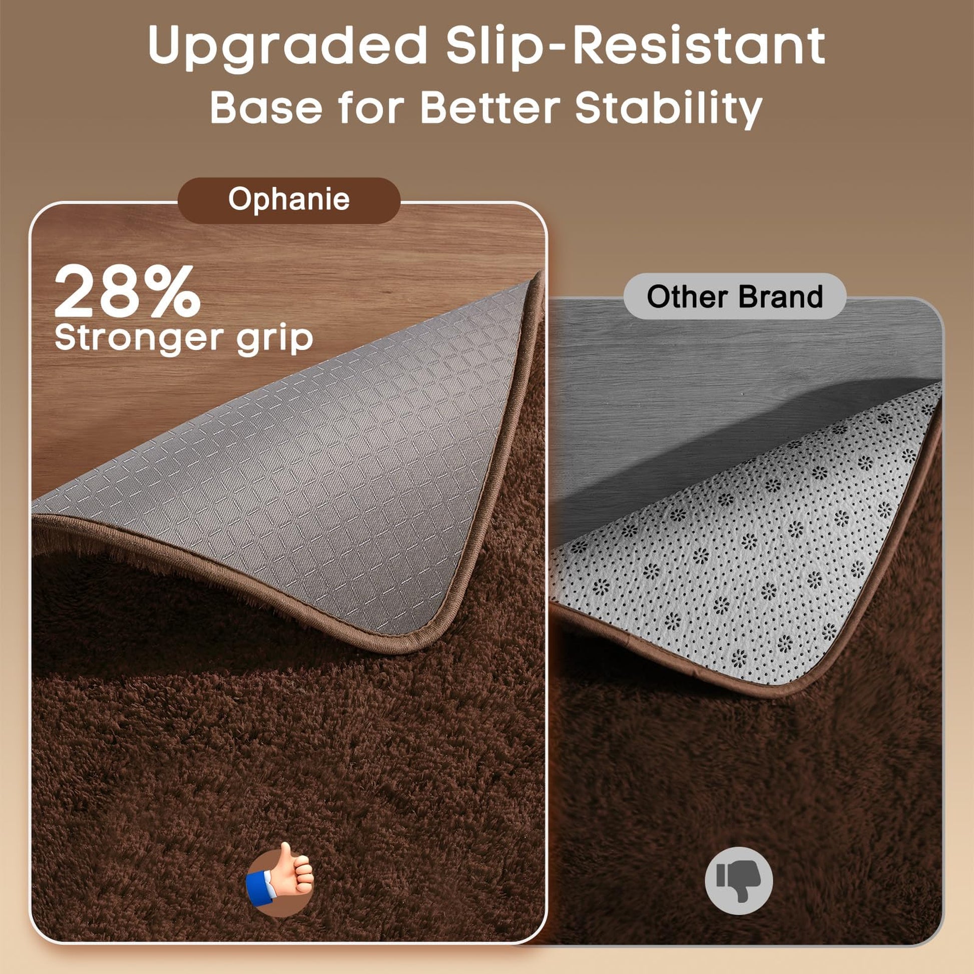 Ophanie 2' x 3' Fluffy Soft Washable Non-Slip Area Rug - Brown-5