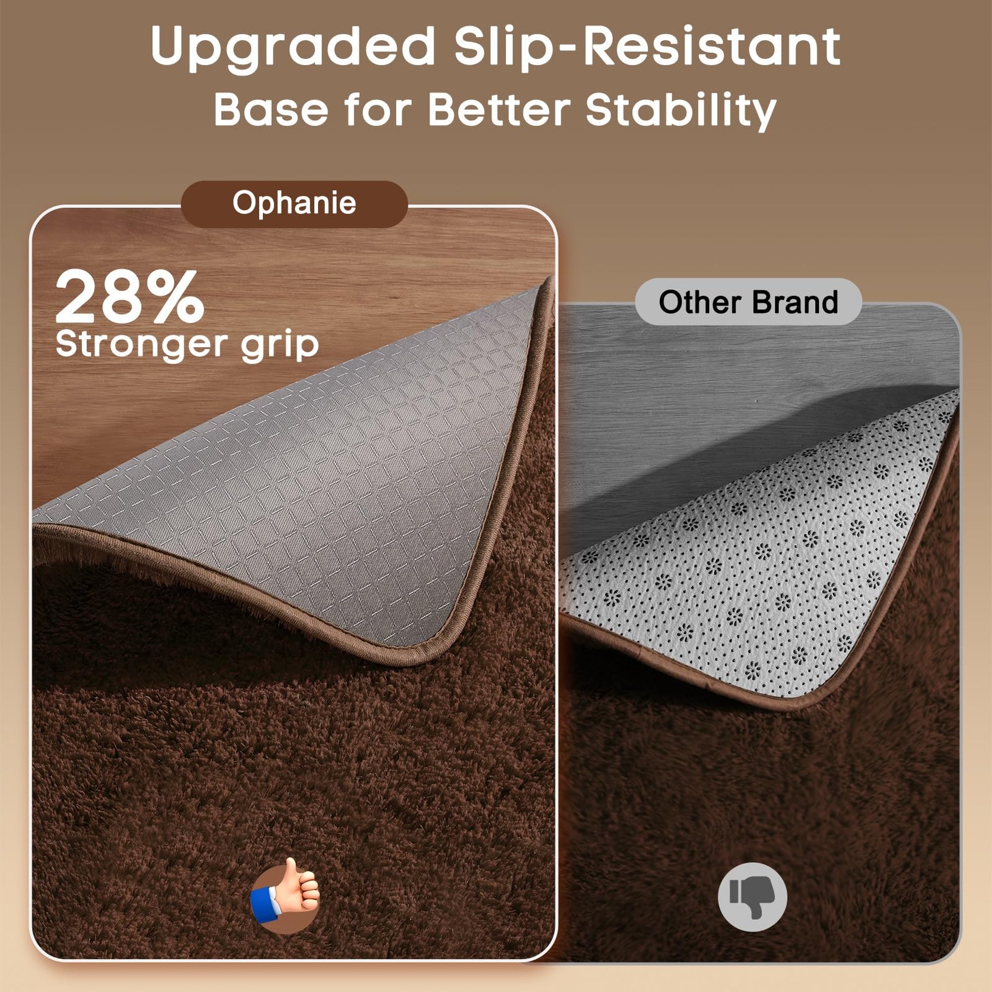 Ophanie 2' x 3' Fluffy Soft Washable Non-Slip Area Rug - Brown-zoom-5